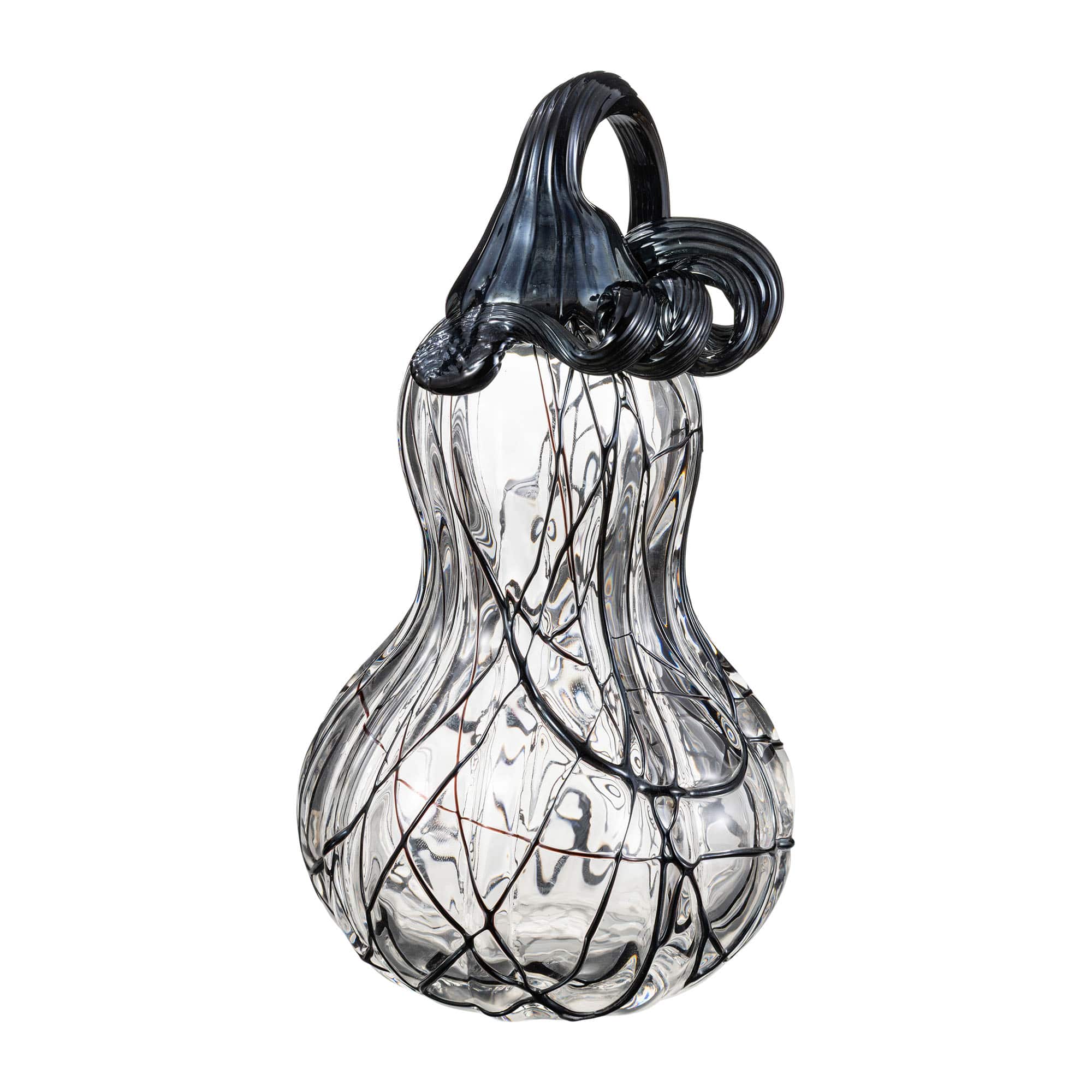 Glitzhome® 9" Halloween Abstract Black and White Glass Gourd