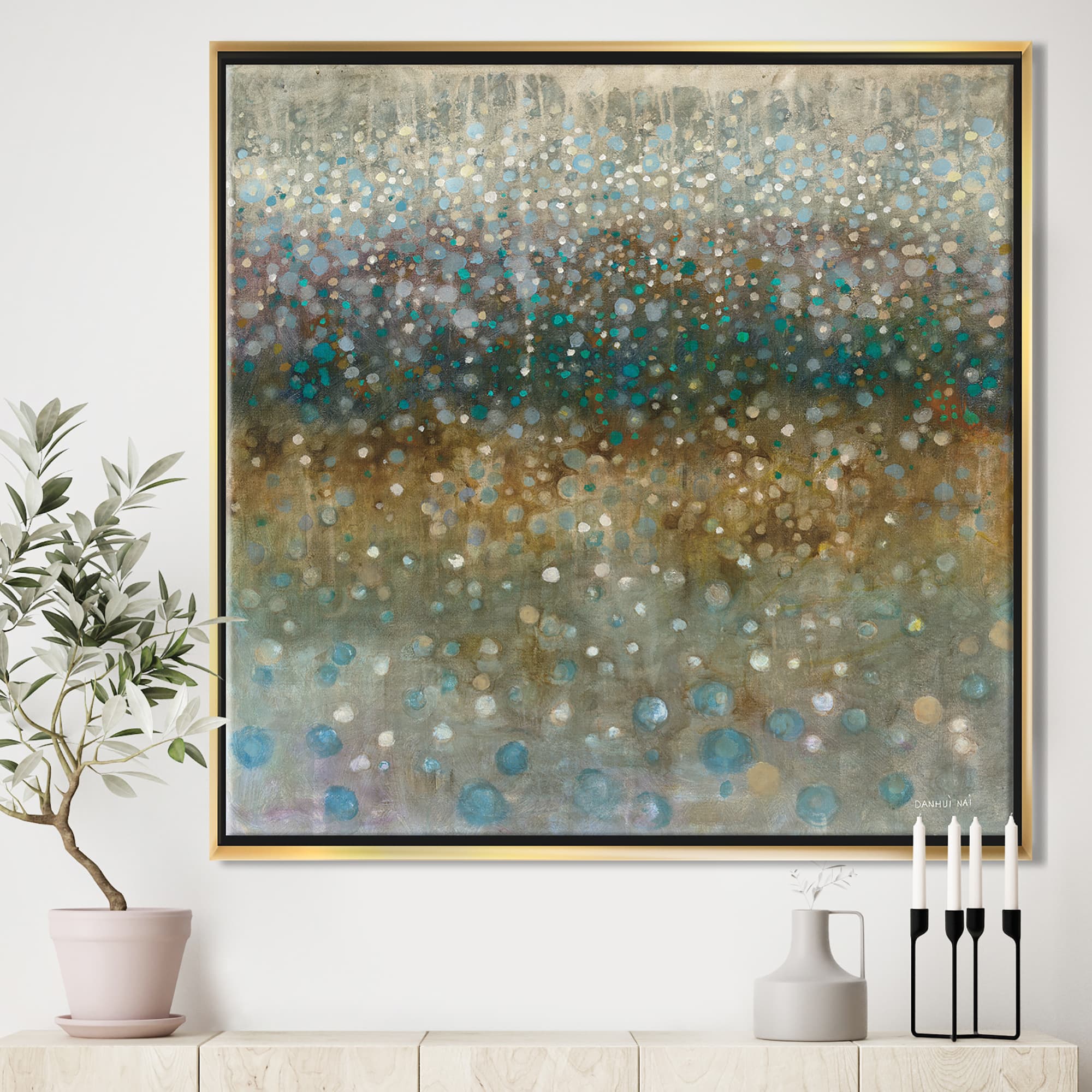 Designart - Brown Rain - Cabin & Lodge Framed Canvas