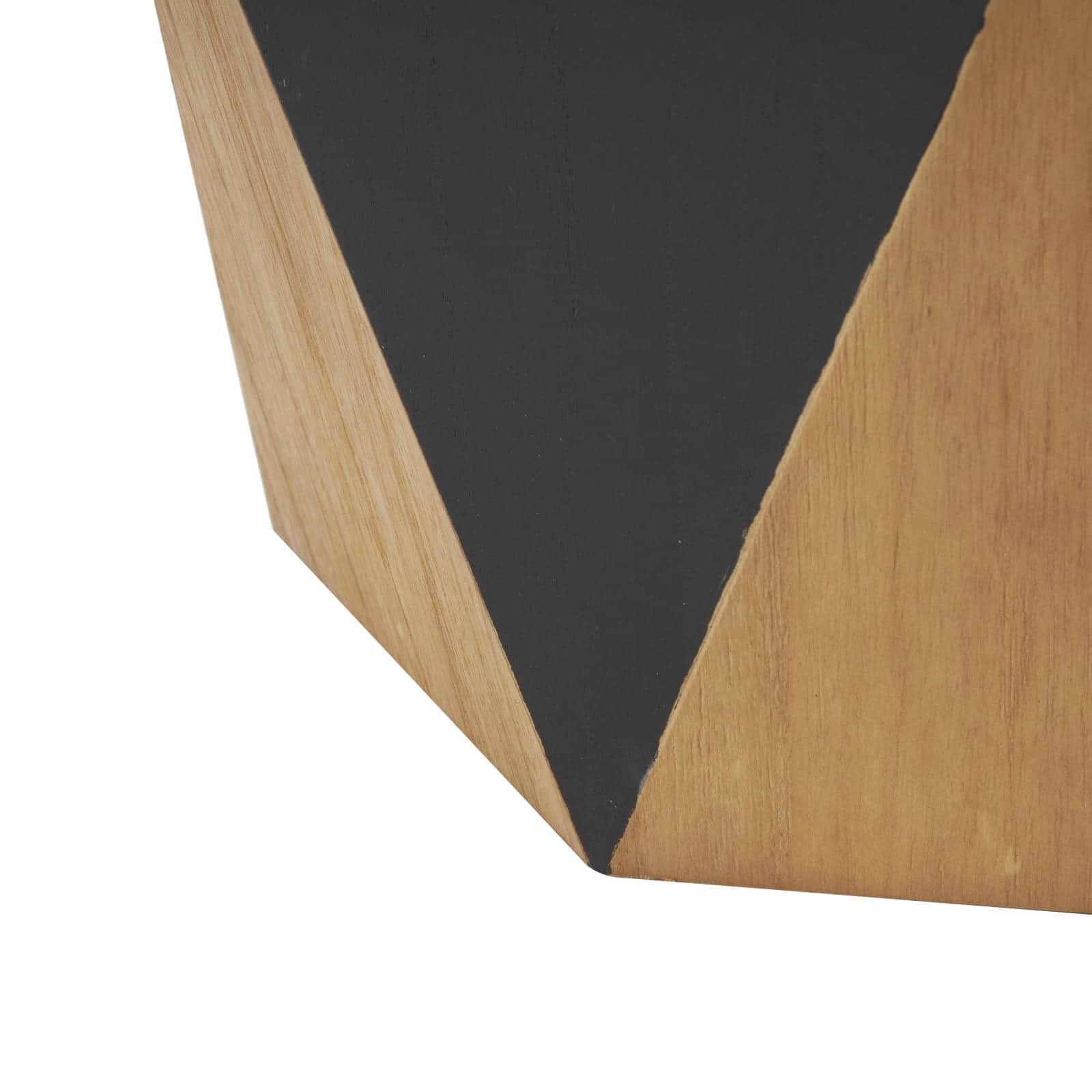 23.75" Brown Wood Geometric Diamond Accent Table with Black Accents