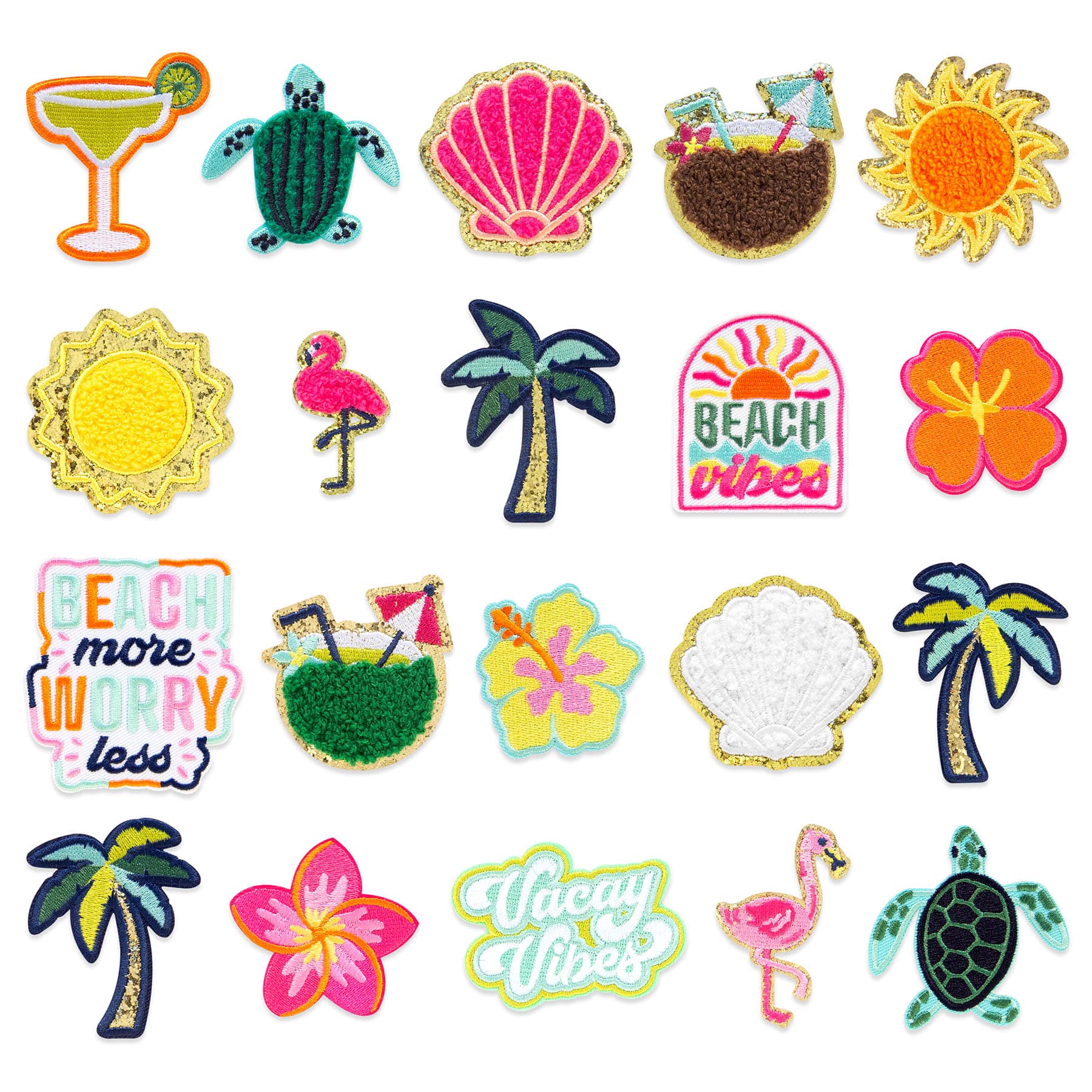 Summer Vibes Iron-On & Adhesive Embroidered Patch Set by Make Market®