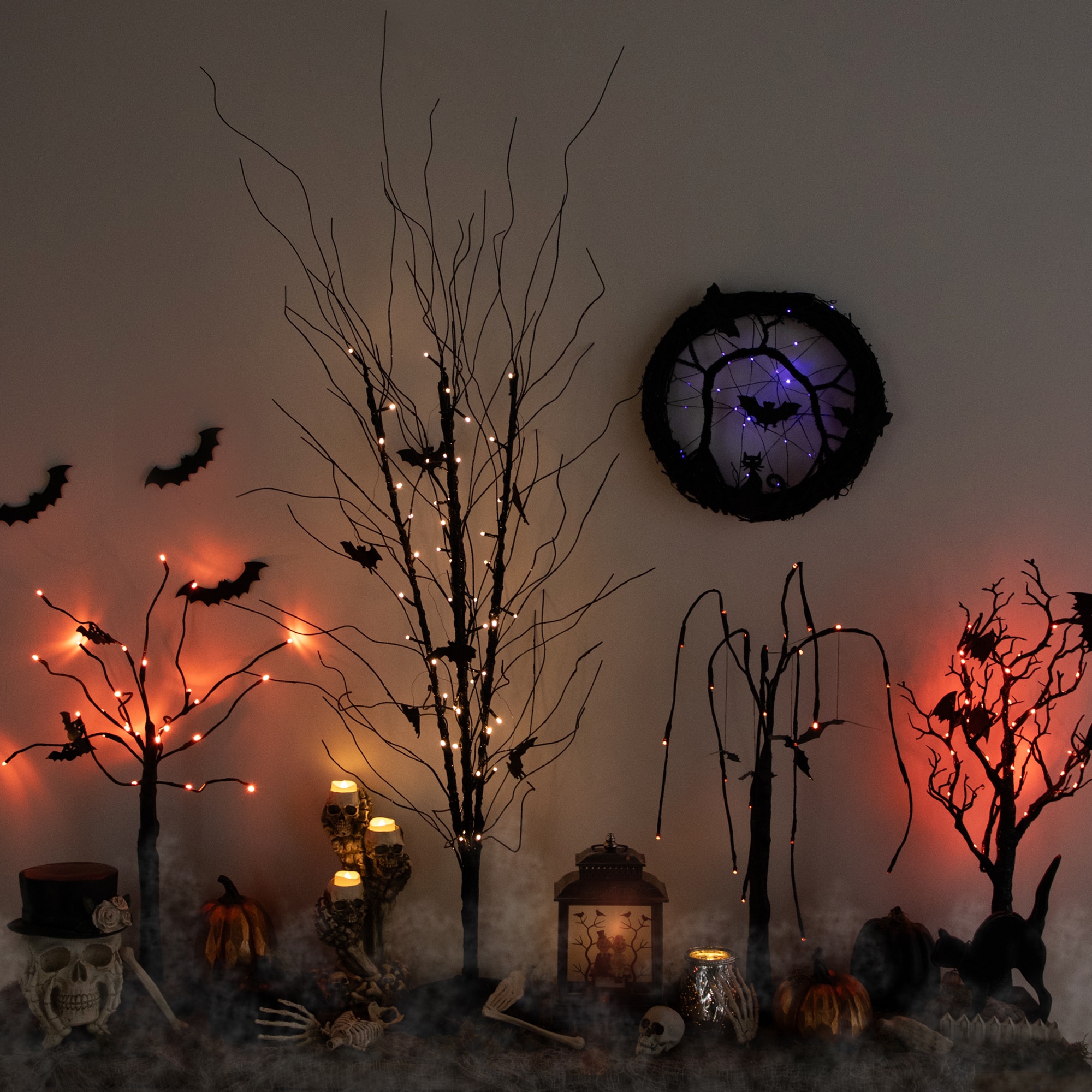 50" LED Black Halloween Branch Tree with Bats
