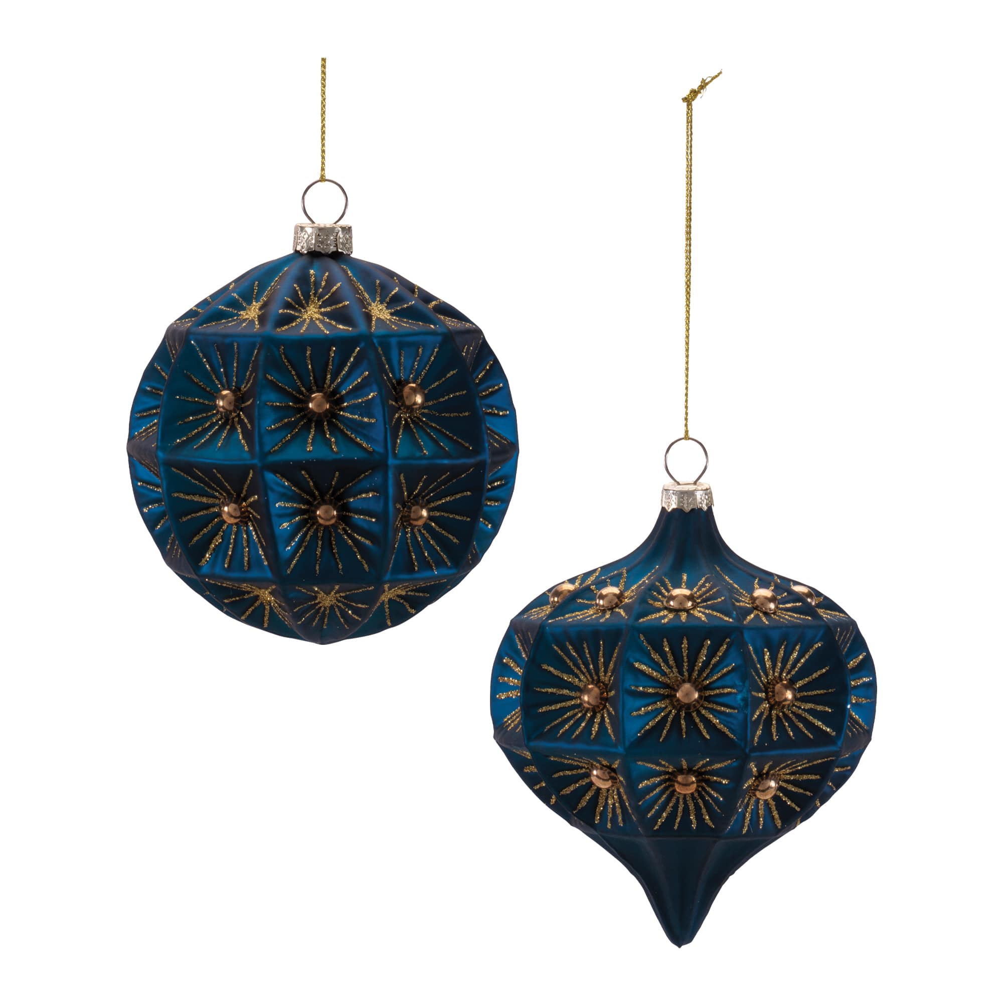 Melrose Blue Glass Round Ornaments Set