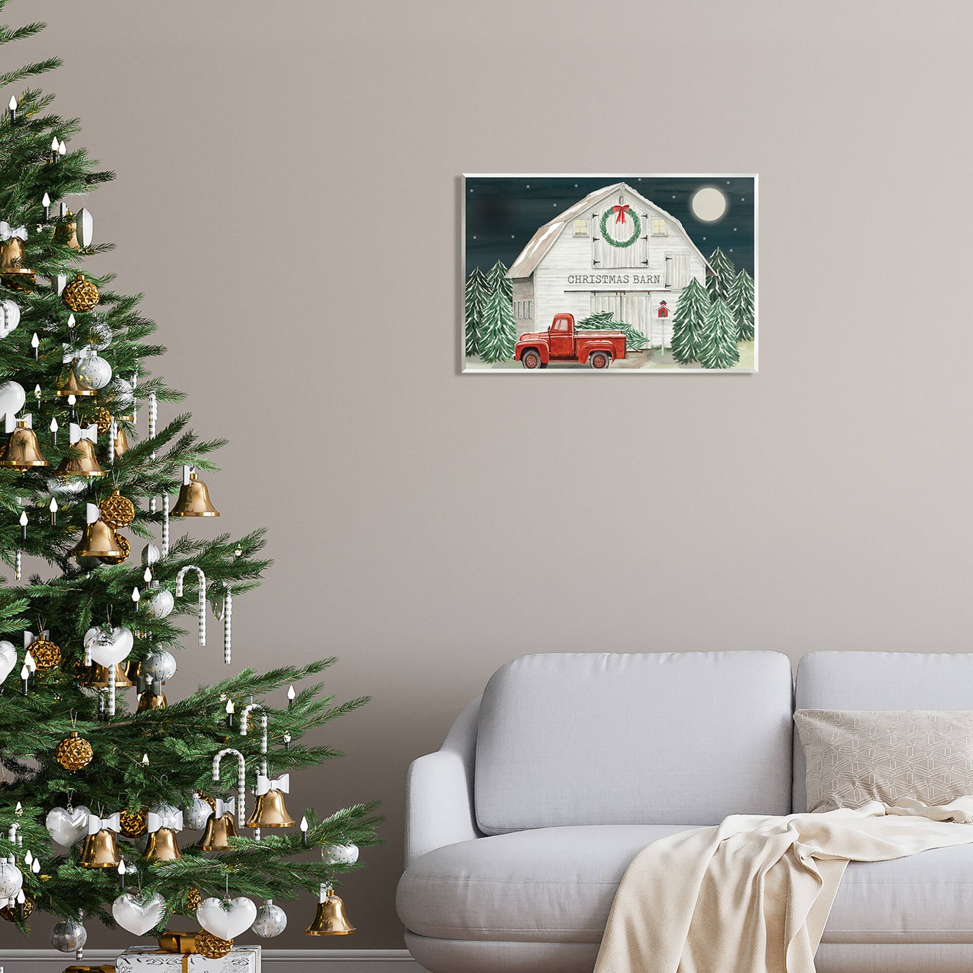 Stupell Industries Nighttime Christmas Barn Farm Wall Plaque Art