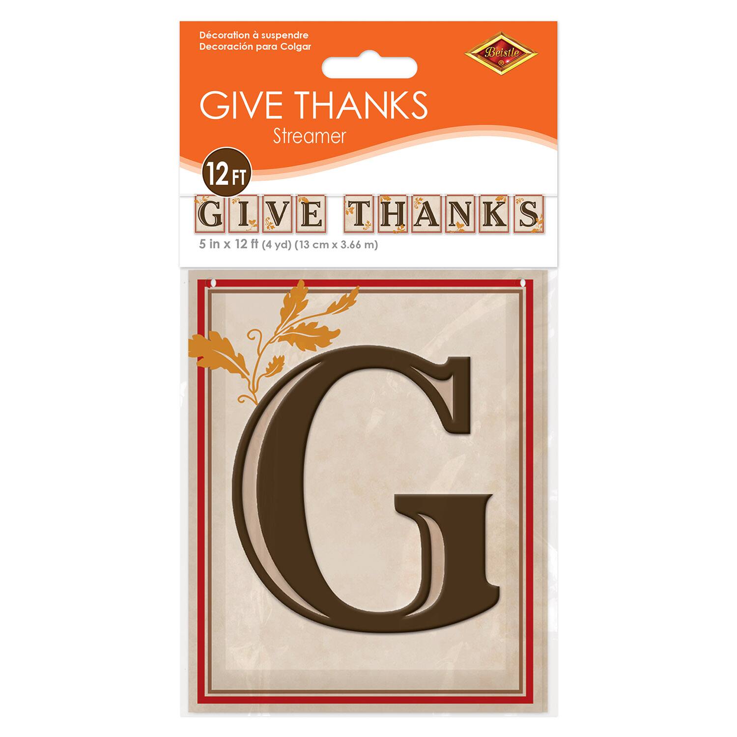 Beistle 5" x 12ft. Give Thanks Streamers, 2ct.