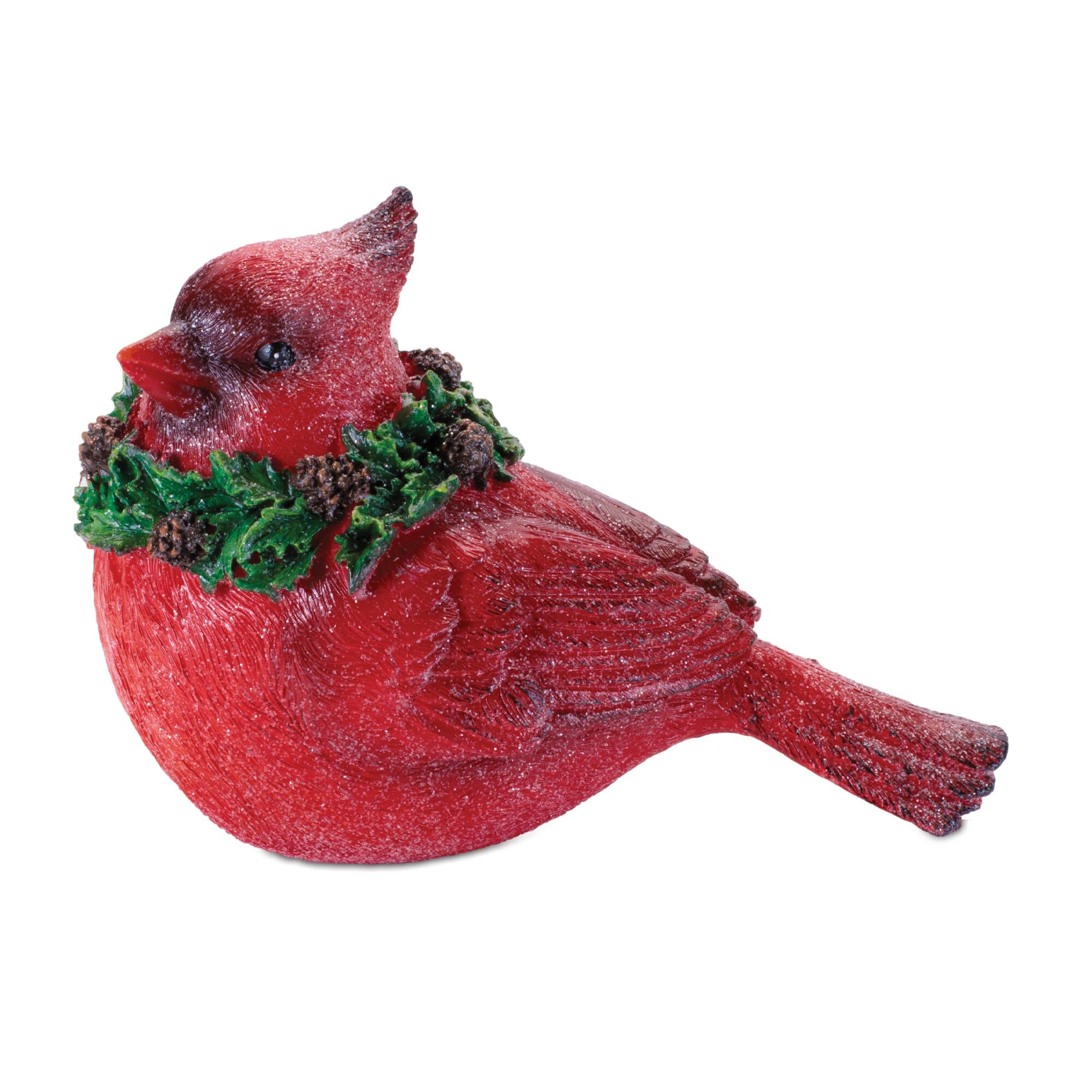 Melrose Red Cardinal Bird with Wreath Figurine Set