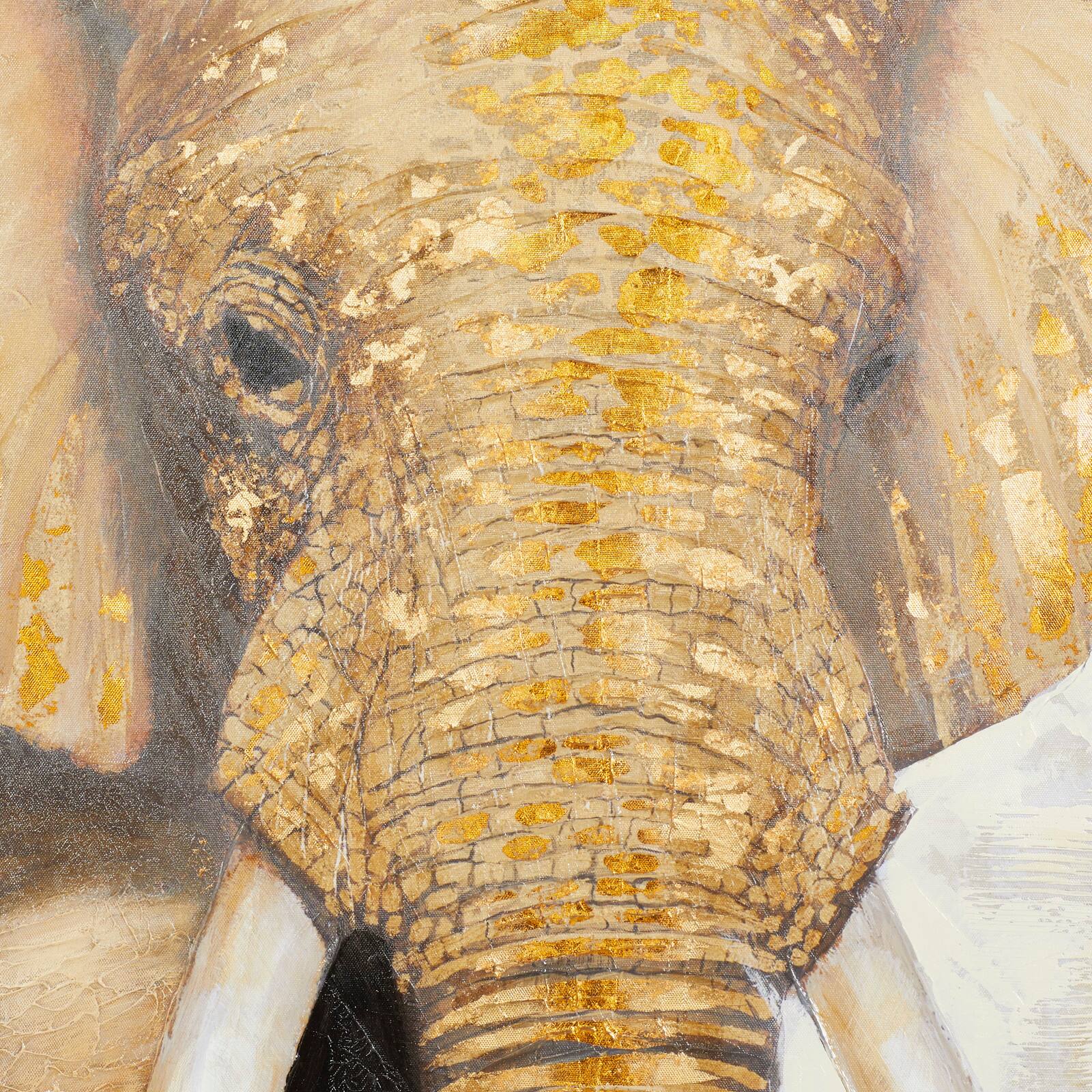 Brown Traditional Elephant Canvas Wall Art, 47" x 47"