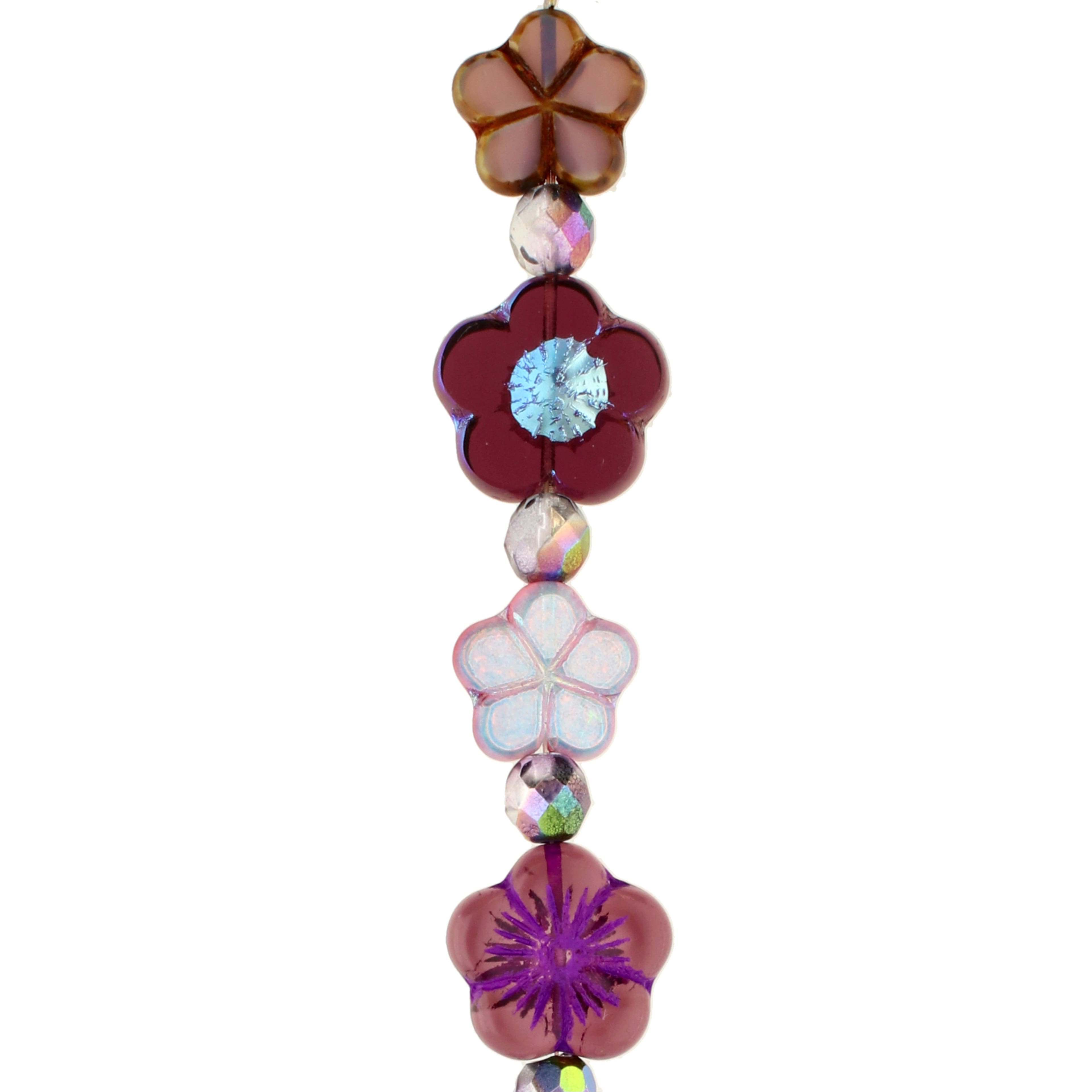6 Pack: Berry Roses Czech Glass Flower Bead Mix by Bead Landing™