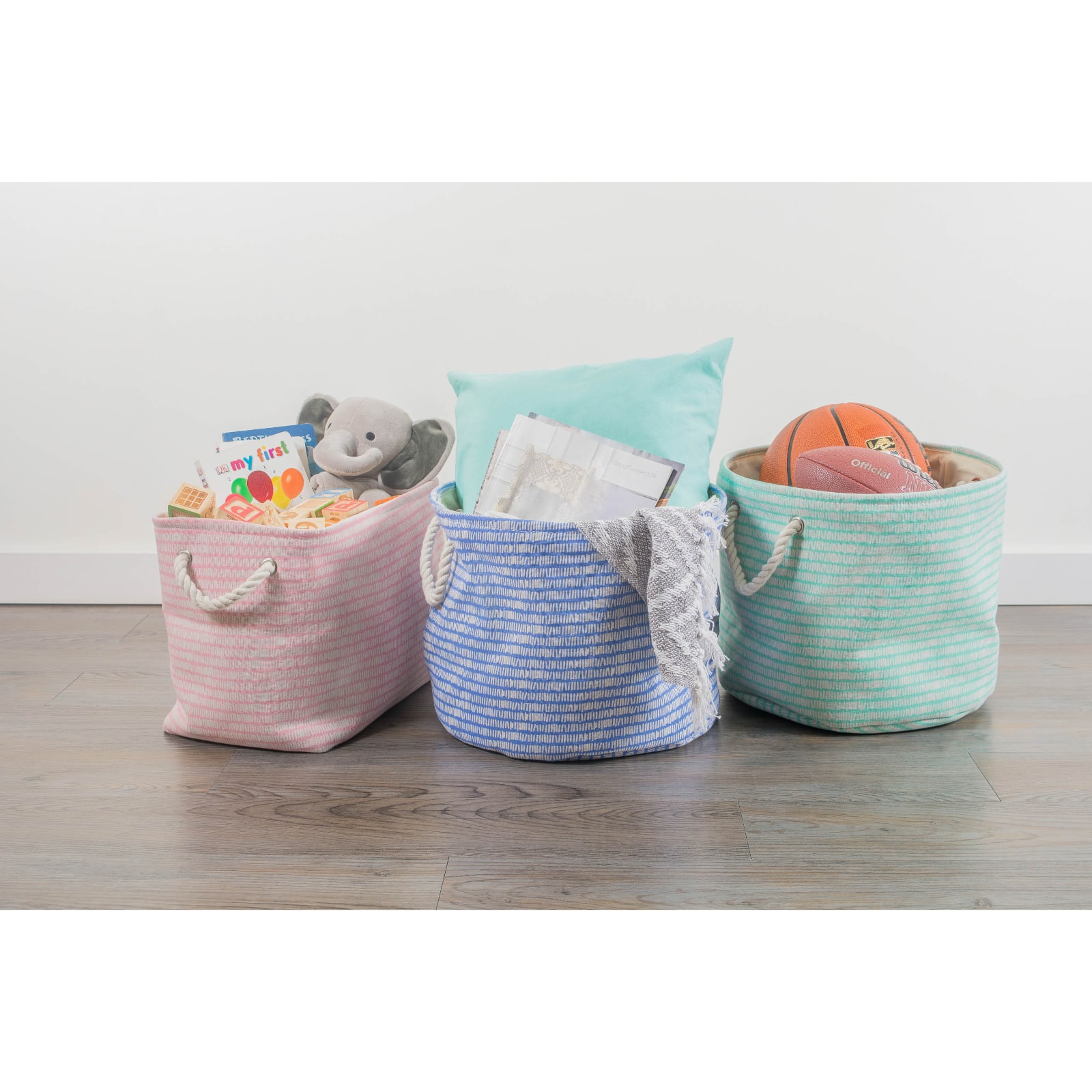 DII® Medium Round Aqua Keeping Score Polyester Bin