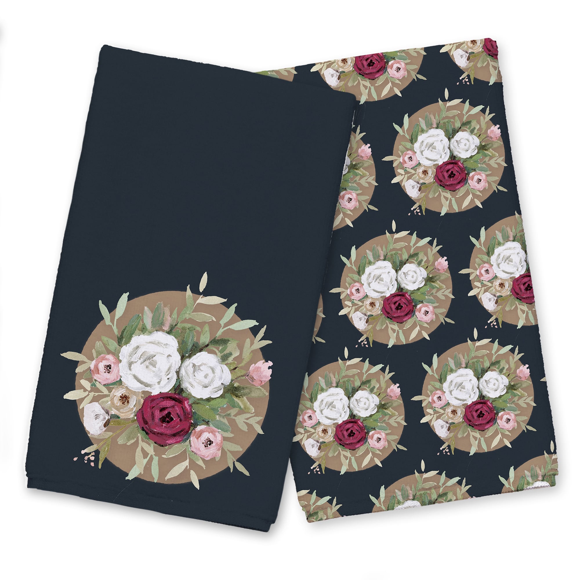 Florals on Navy 16" x 25" Towel Set