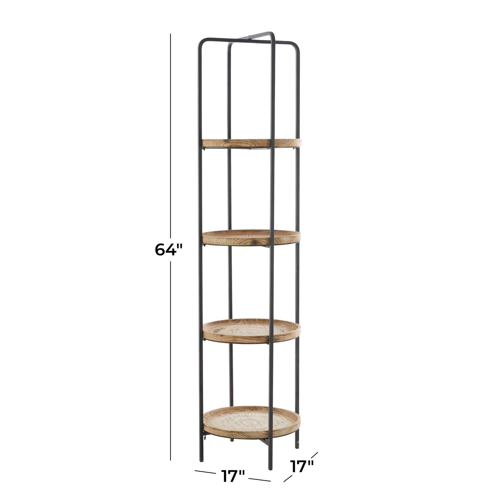 Brown Wood Traditional Shelving Unit 64" x 17" x 17"