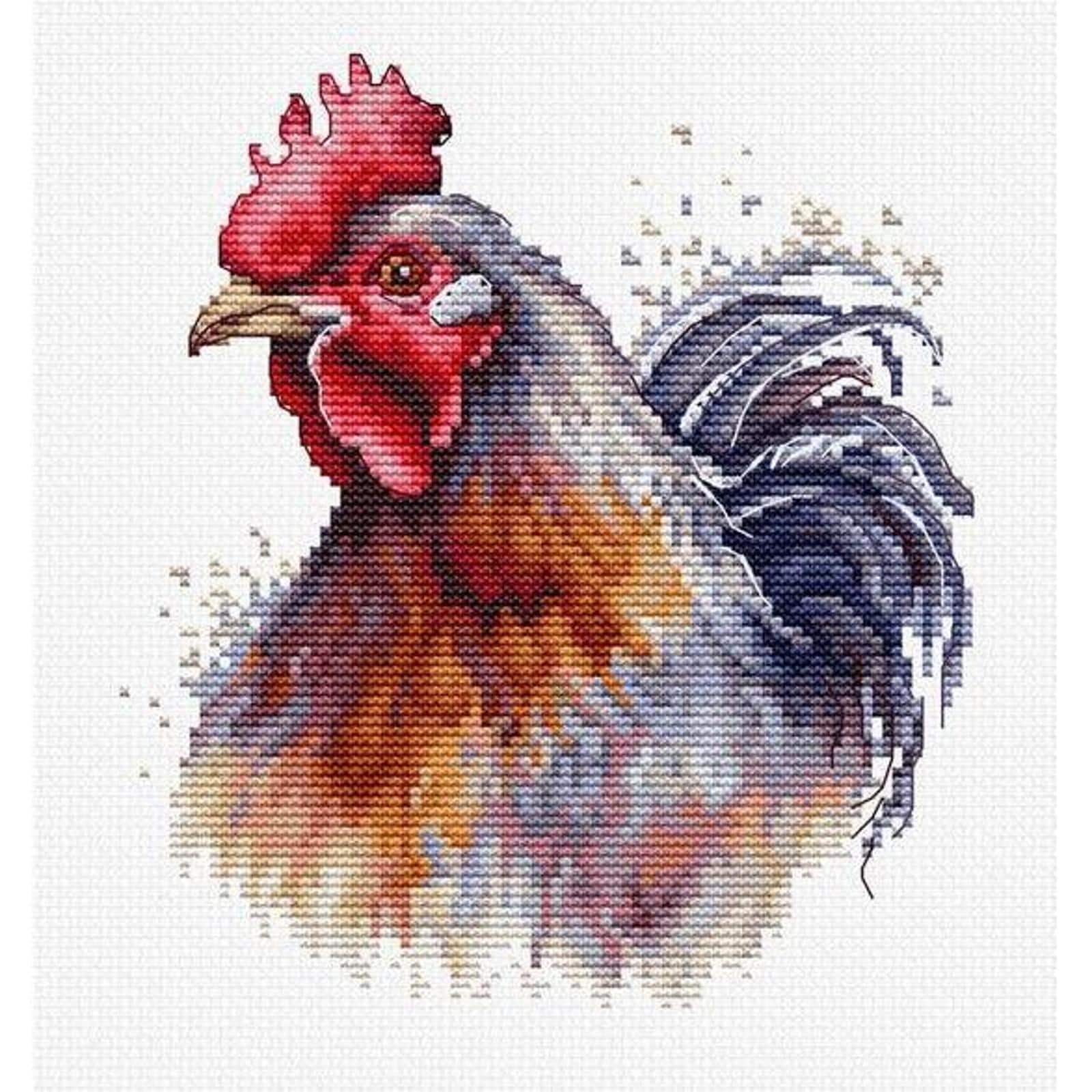 Luca-S The Rooster Counted Cross Stitch Kit with Display Hoop