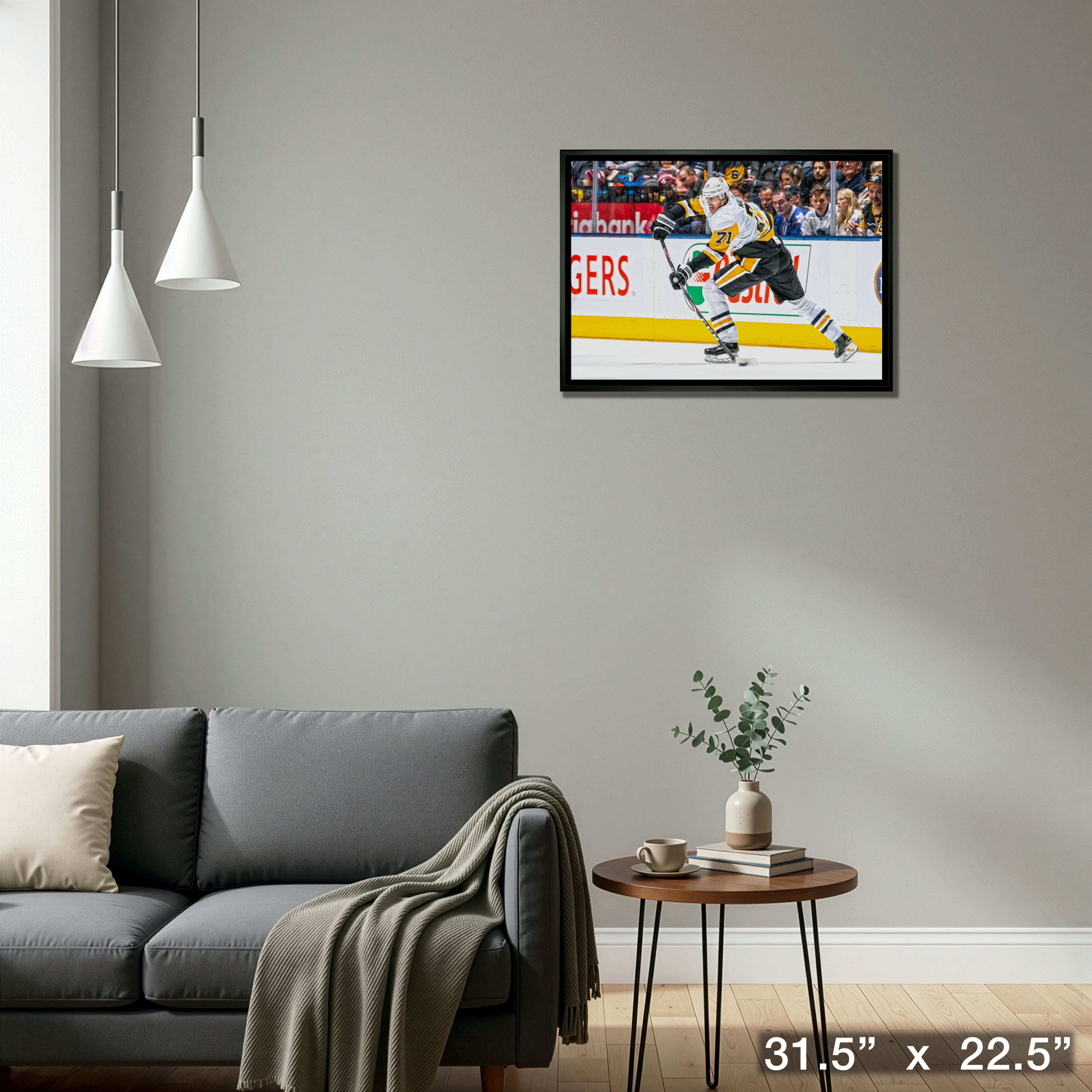 Evgeni Malkin Pittsburgh Penguins Framed 20" x 29" Passing Puck Canvas 31.5" x 22.5"