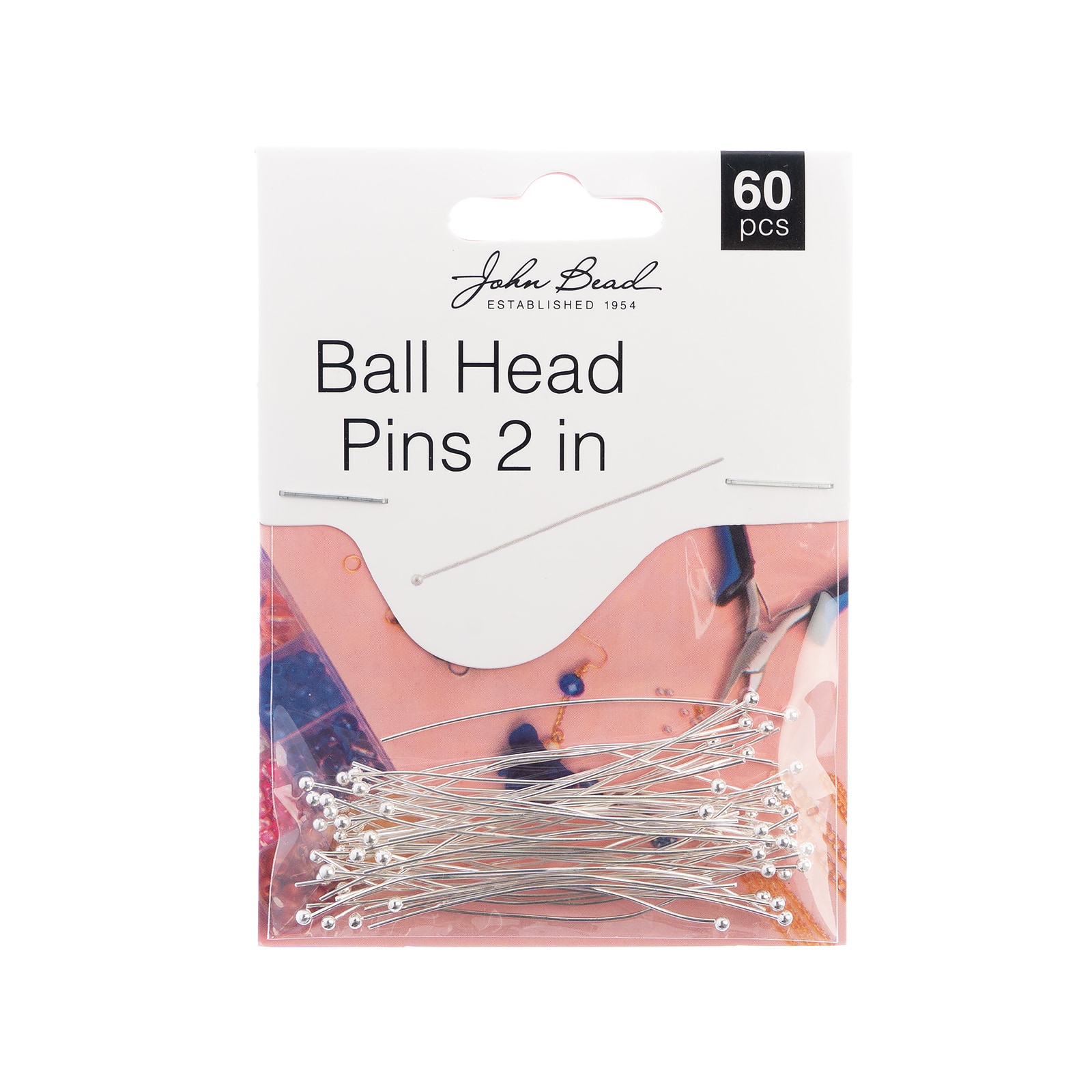 John Bead Must Have Findings 2" Ball Head Pins, 60ct.