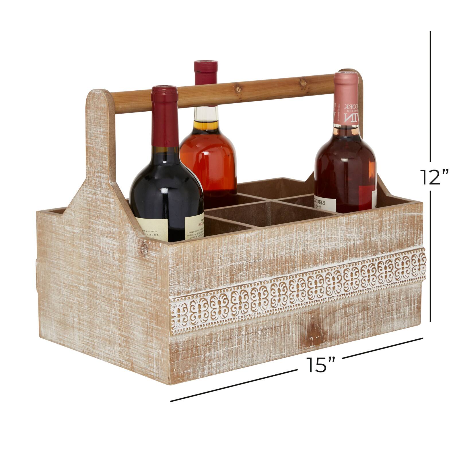 Brown Wood Boho Style Bottle Holder