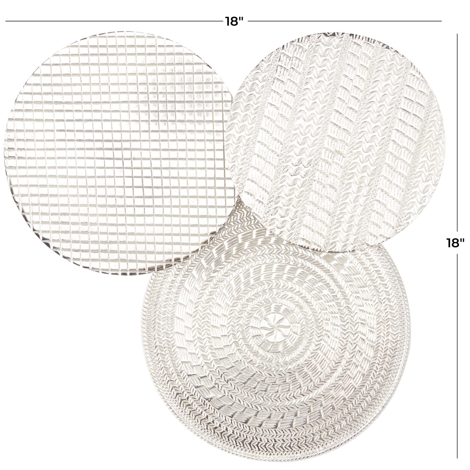 Silver Aluminum Plate Wall Decor with Textured Pattern 18" x 3" x 18"