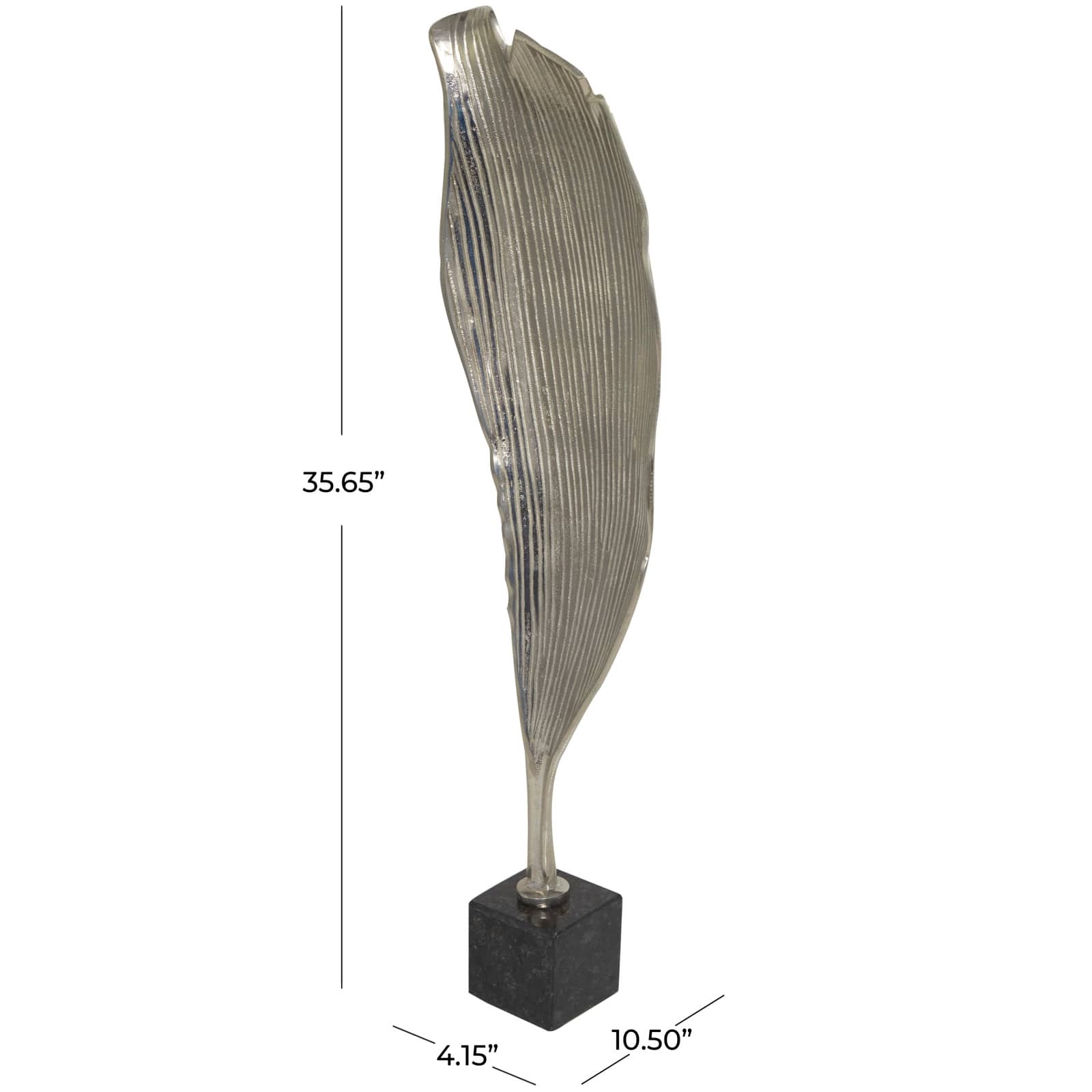 35.5" Embossed Silver Aluminum Leaf Tabletop Décor