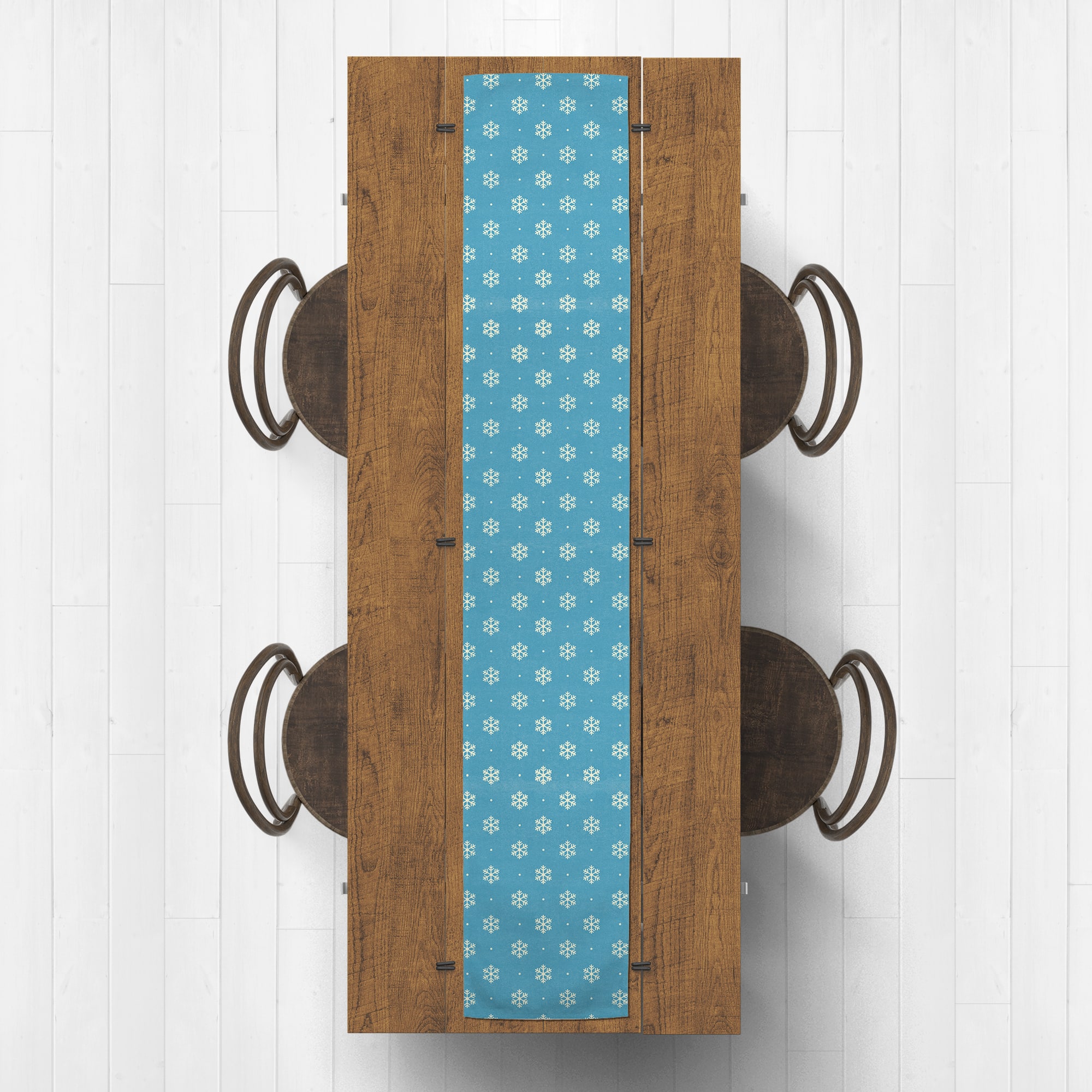 Simple Snowflake Blue 16x90 Poly Twill Table Runner