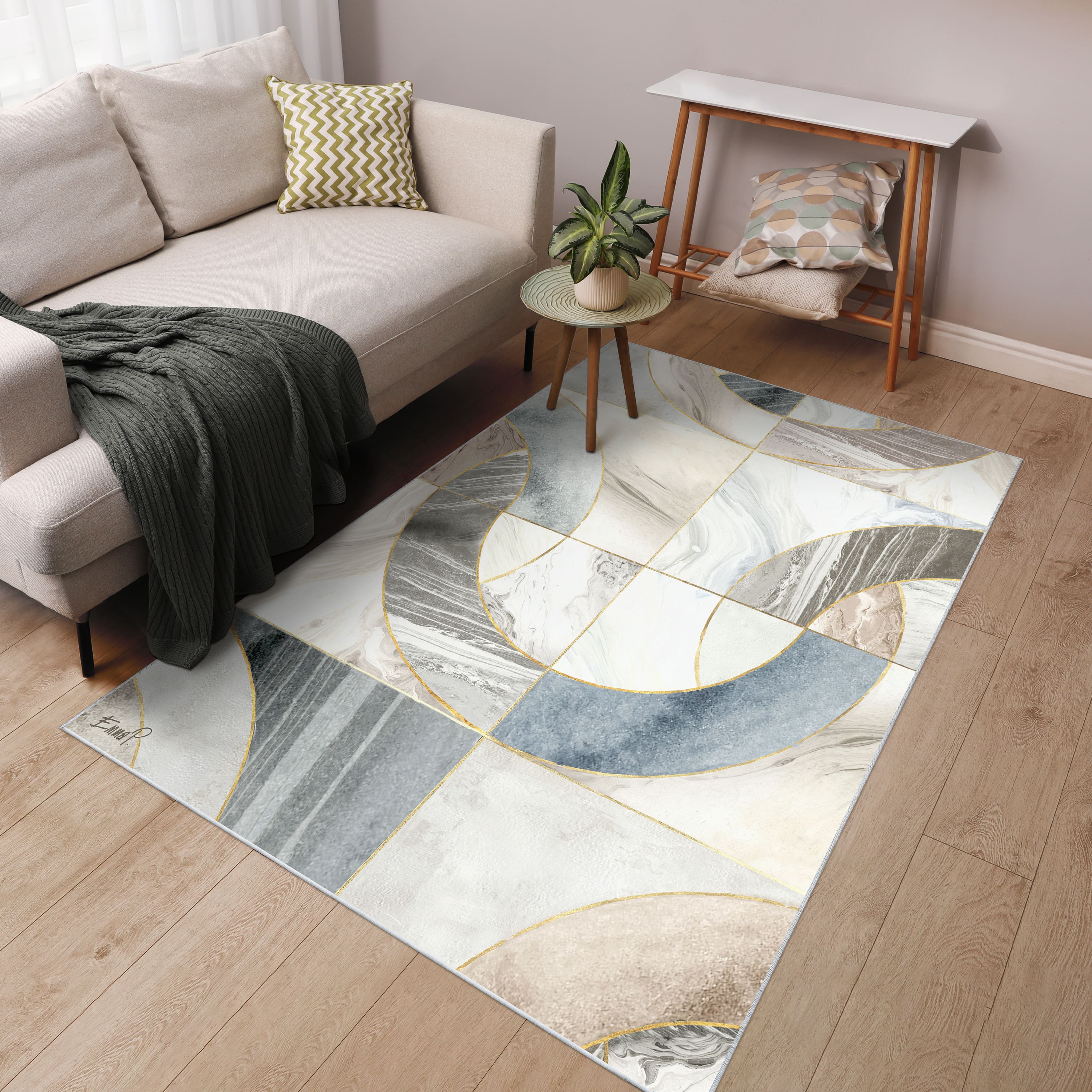 Empire Art Direct 5ft. x 7.5ft. Mosaic Serenity I Tapis D'Art Washable Geometric Area Rug