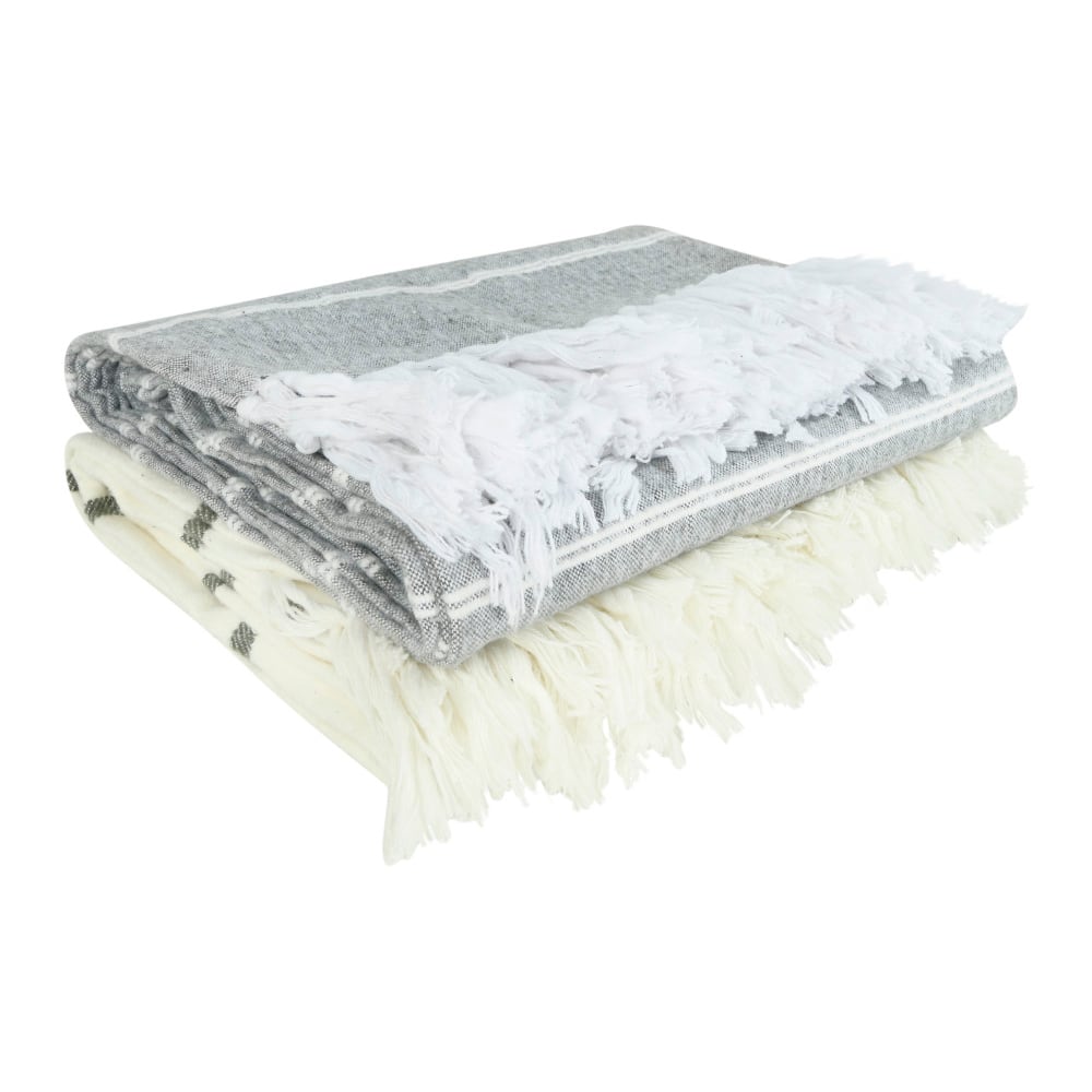 Hello Honey® Striped Brushed Cotton Throw Blanket Set