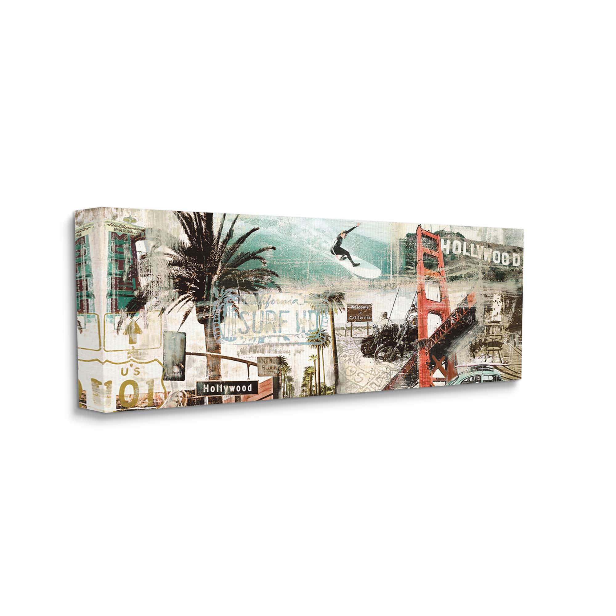 Stupell Industries Vintage California Collage Urban City Landmarks Canvas Wall Art