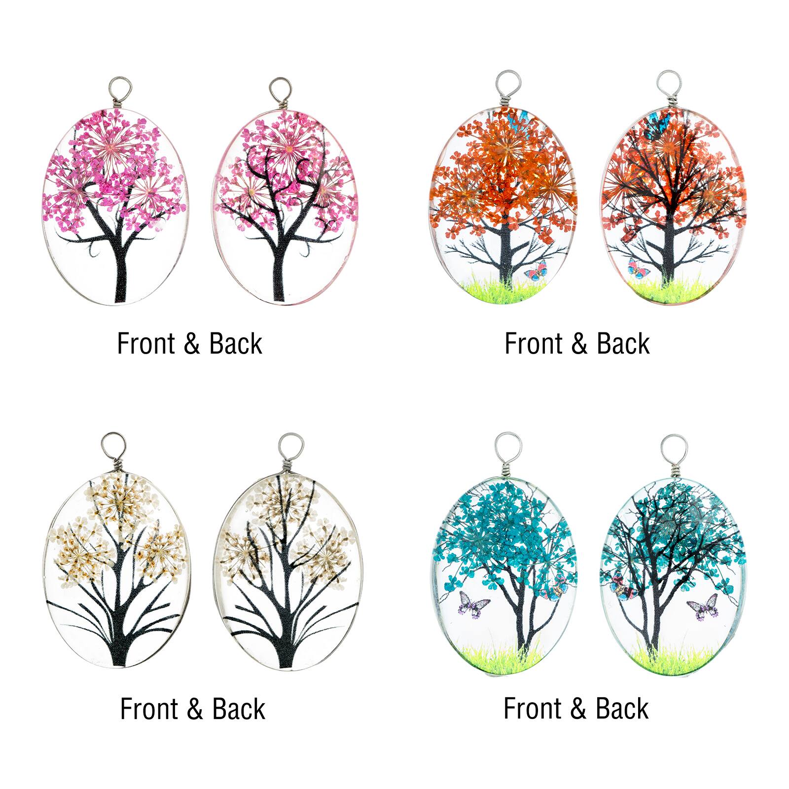 John Bead 30mm x 40mm Dried Flower Assorted Pendants