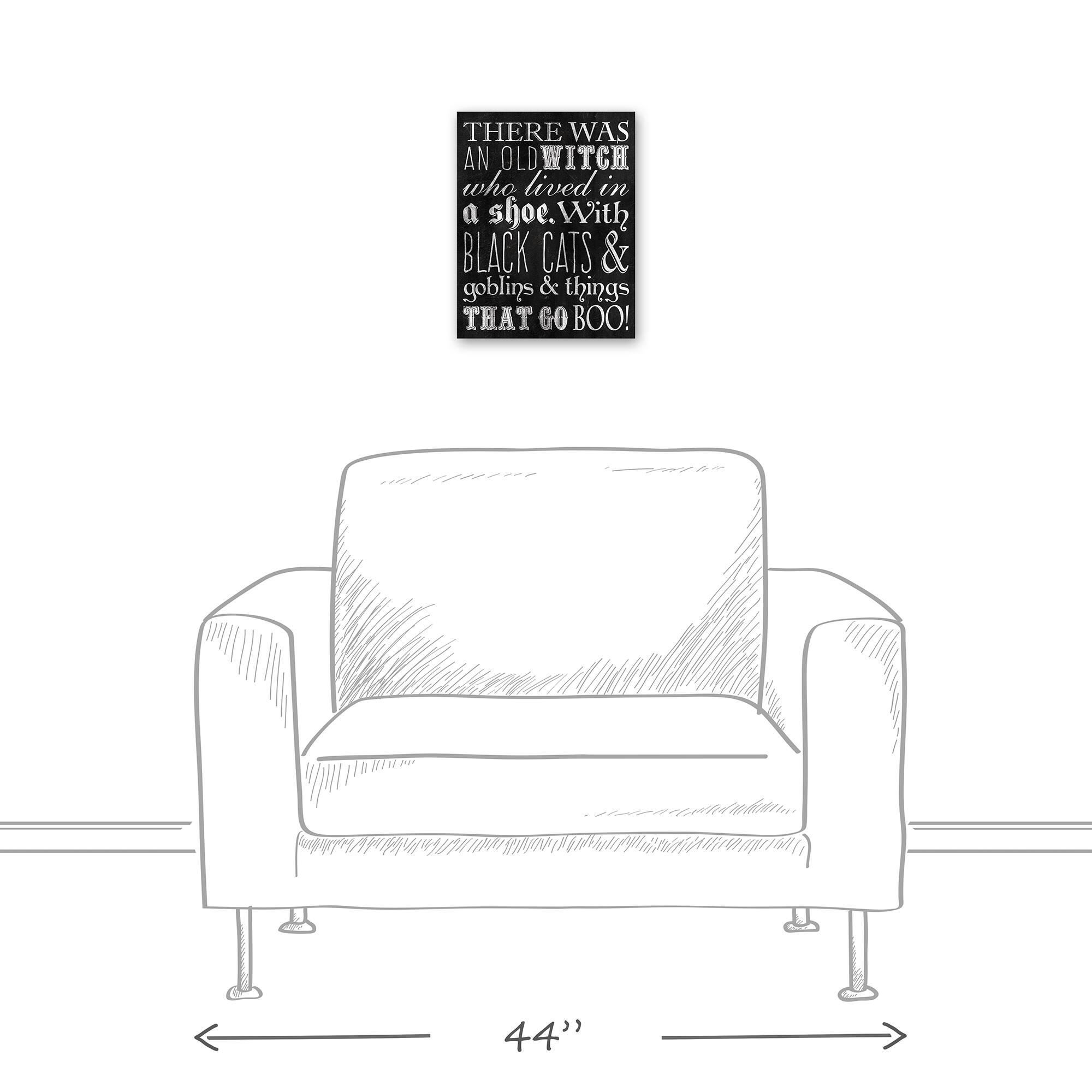 Black & White Old Witch Canvas Wall Art