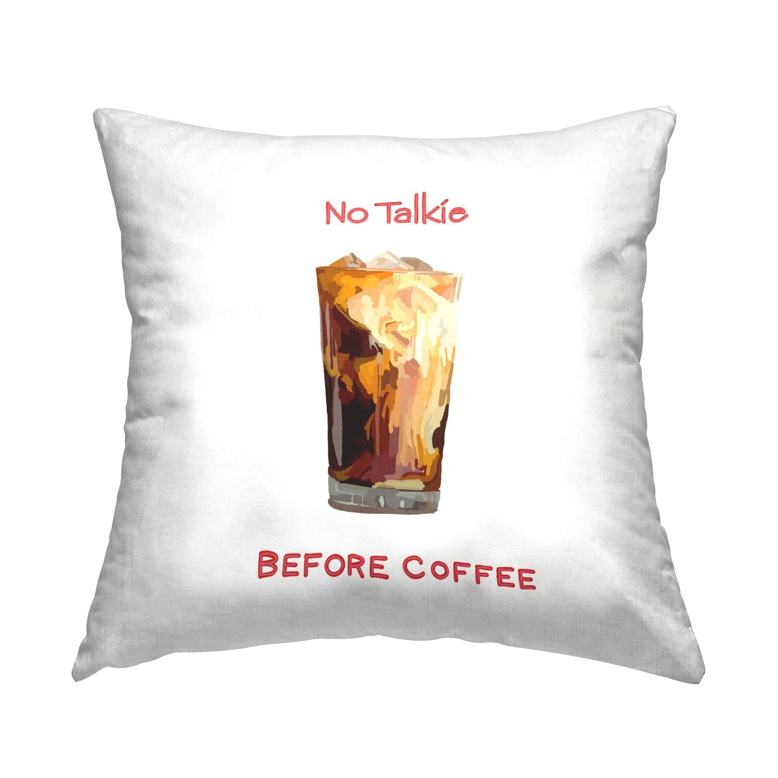 Stupell Industries No Talkie Before Coffee Cafe Humor Throw Pillow, 18" x 18"