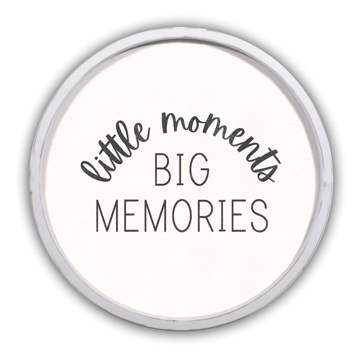 Little Moments Big Memories Round White Framed Print