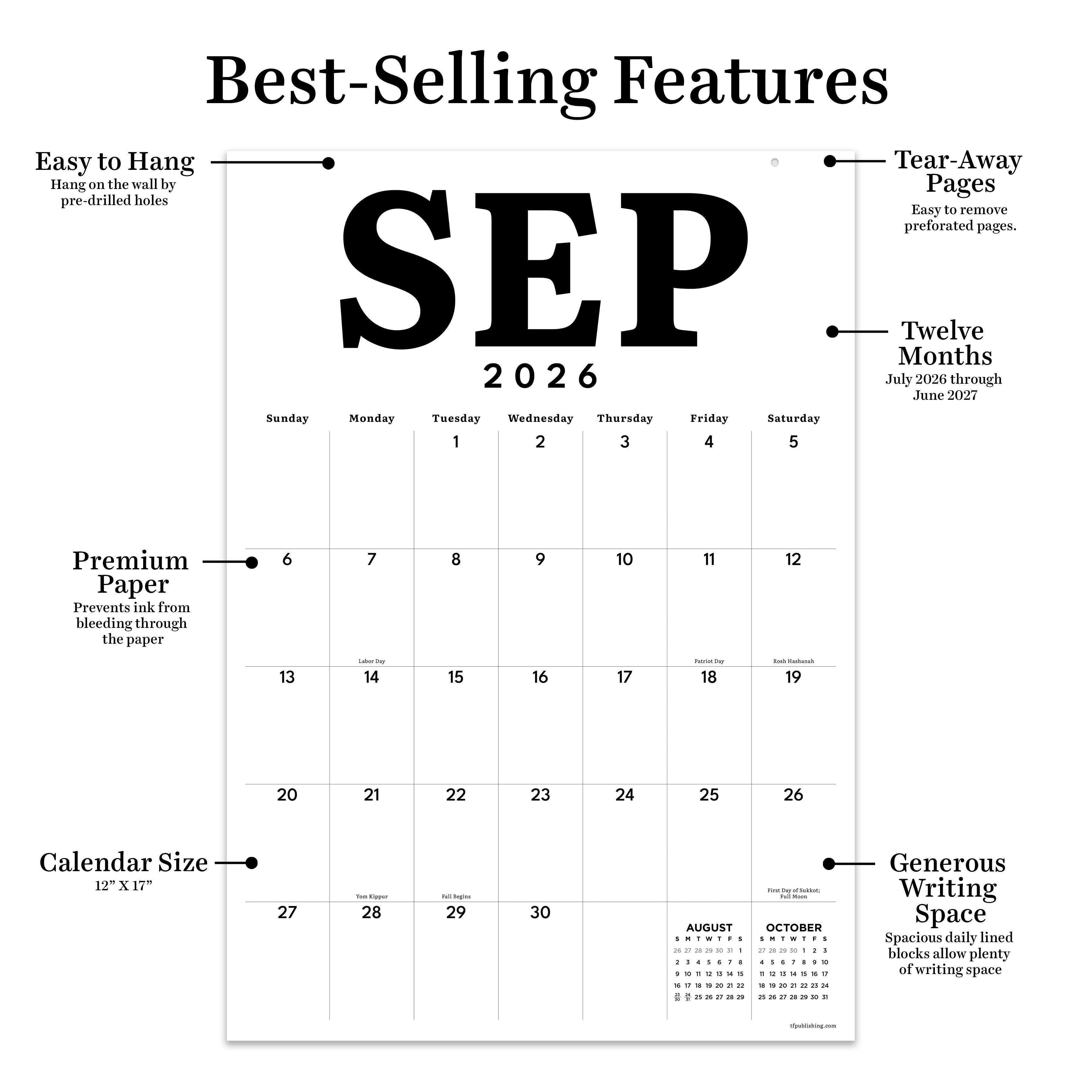 TF Publishing Medium 2026-27 Art Poster Wall Calendar