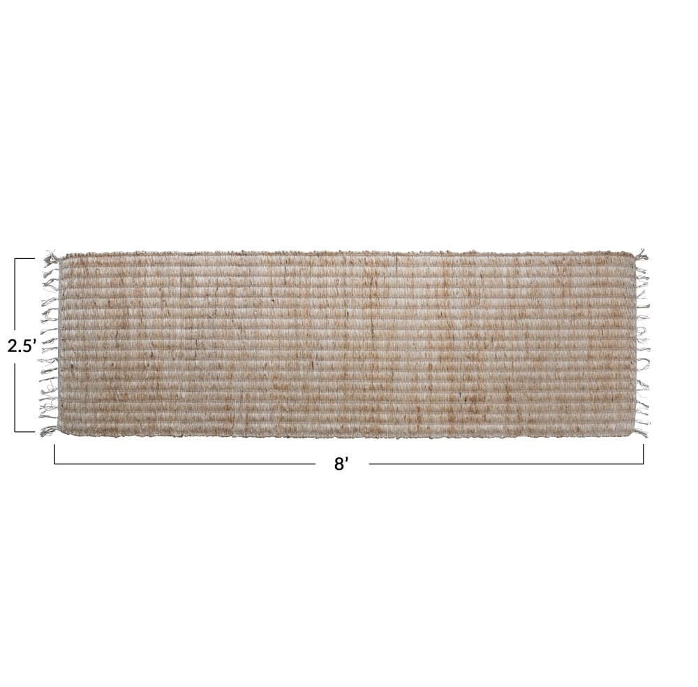 Hello Honey® Natural Boho Woven Jute & Cotton Floor Runner Rug with Fringe, 96" x 30"