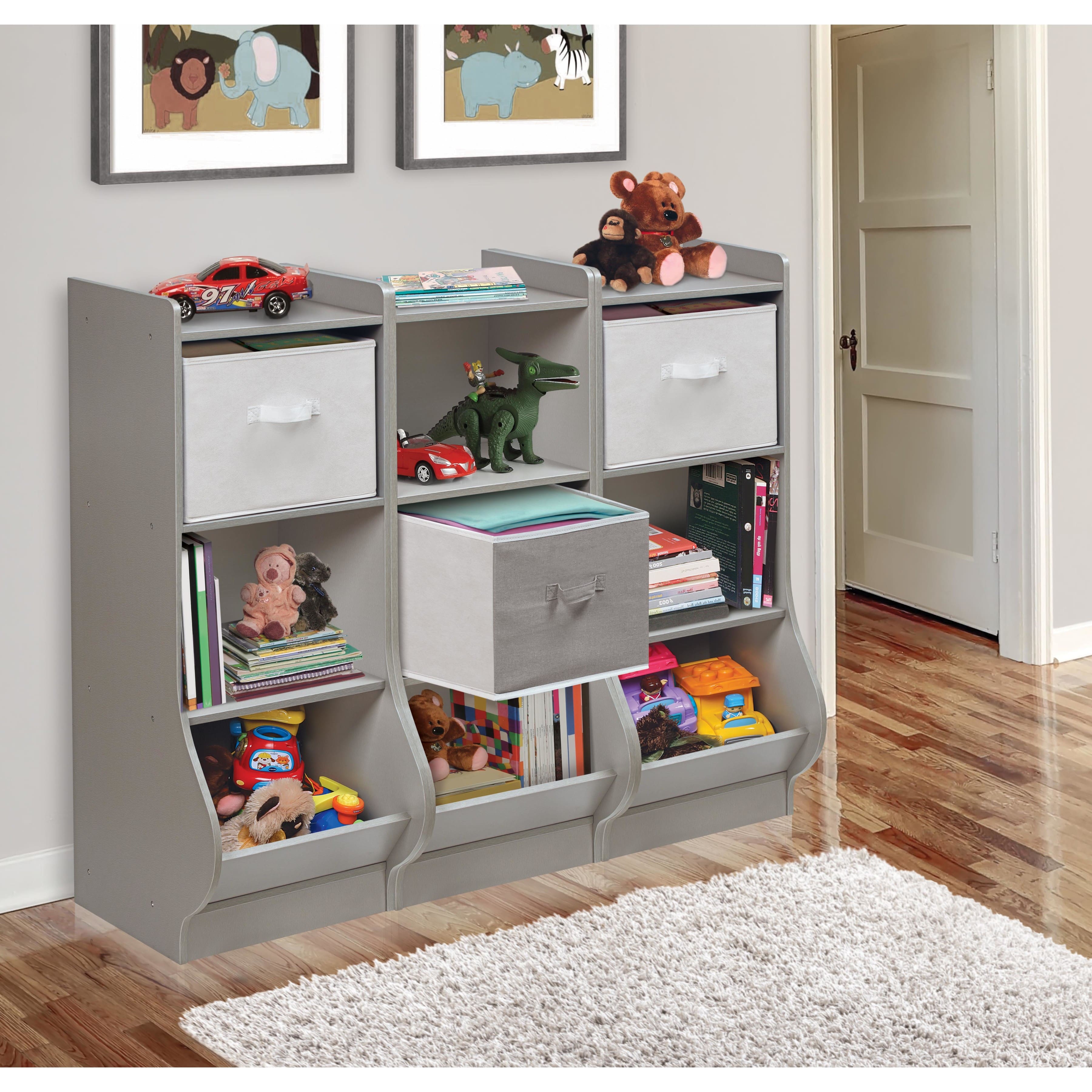 Badger Basket Woodgrain Gray Upright Storage Nook With Reversible Basket
