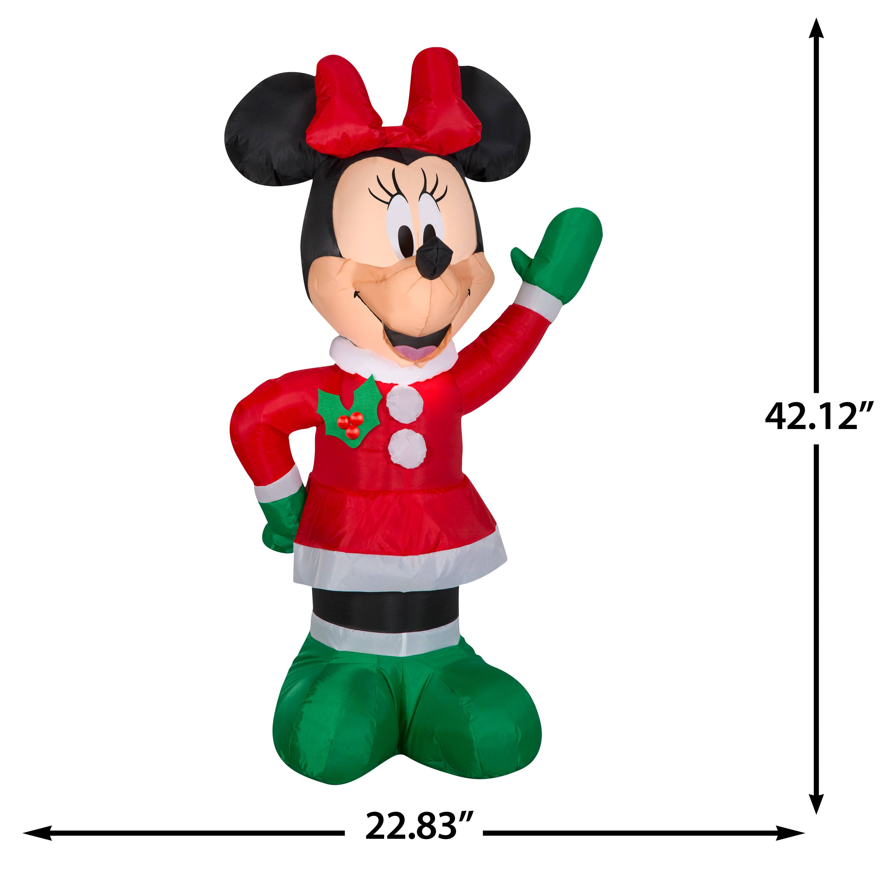 3.5ft. Airblown® Disney® Inflatable Minnie Mouse in Holiday Outfit with Christmas Light Décor