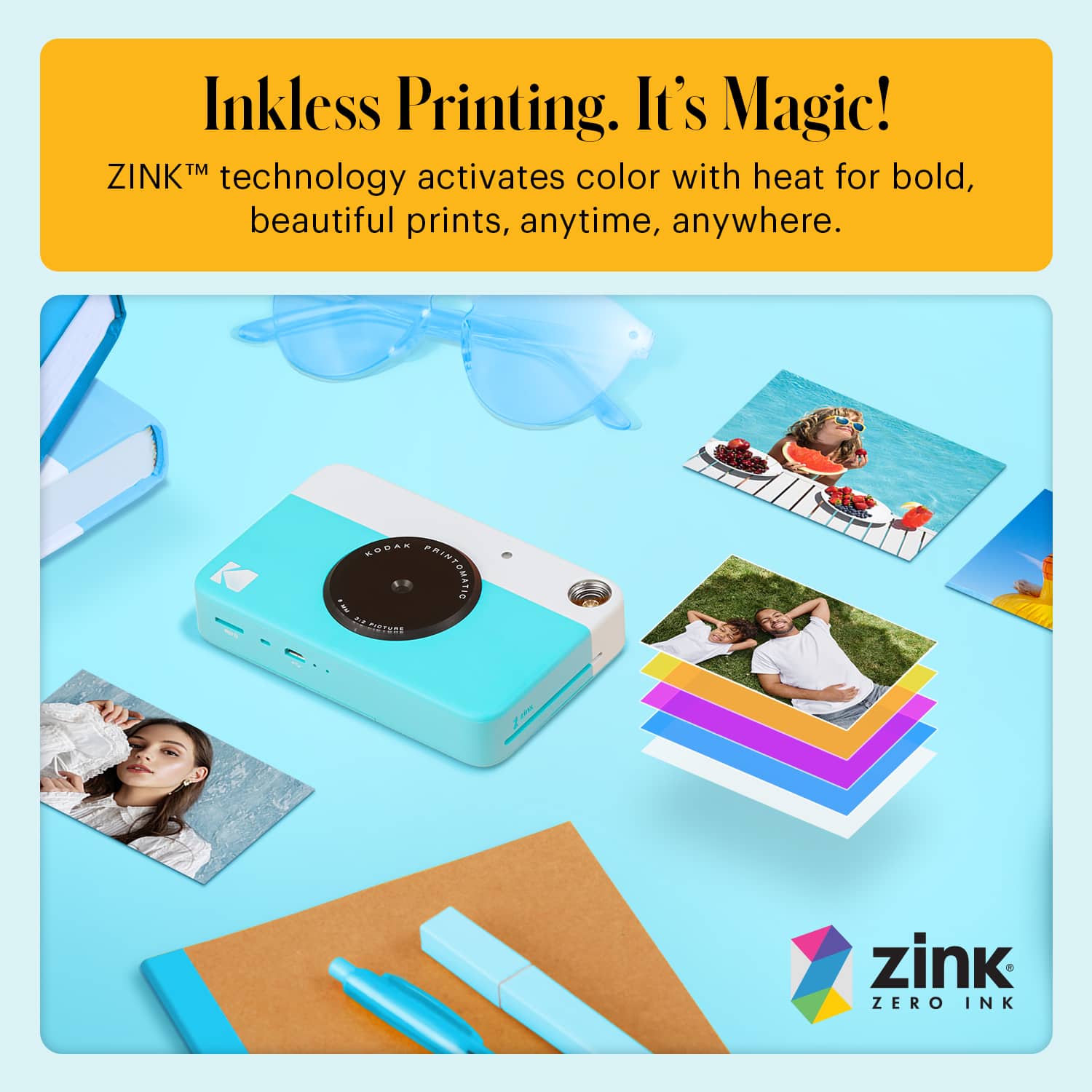 KODAK Printomatic Blue 5MP Instant Print Camera