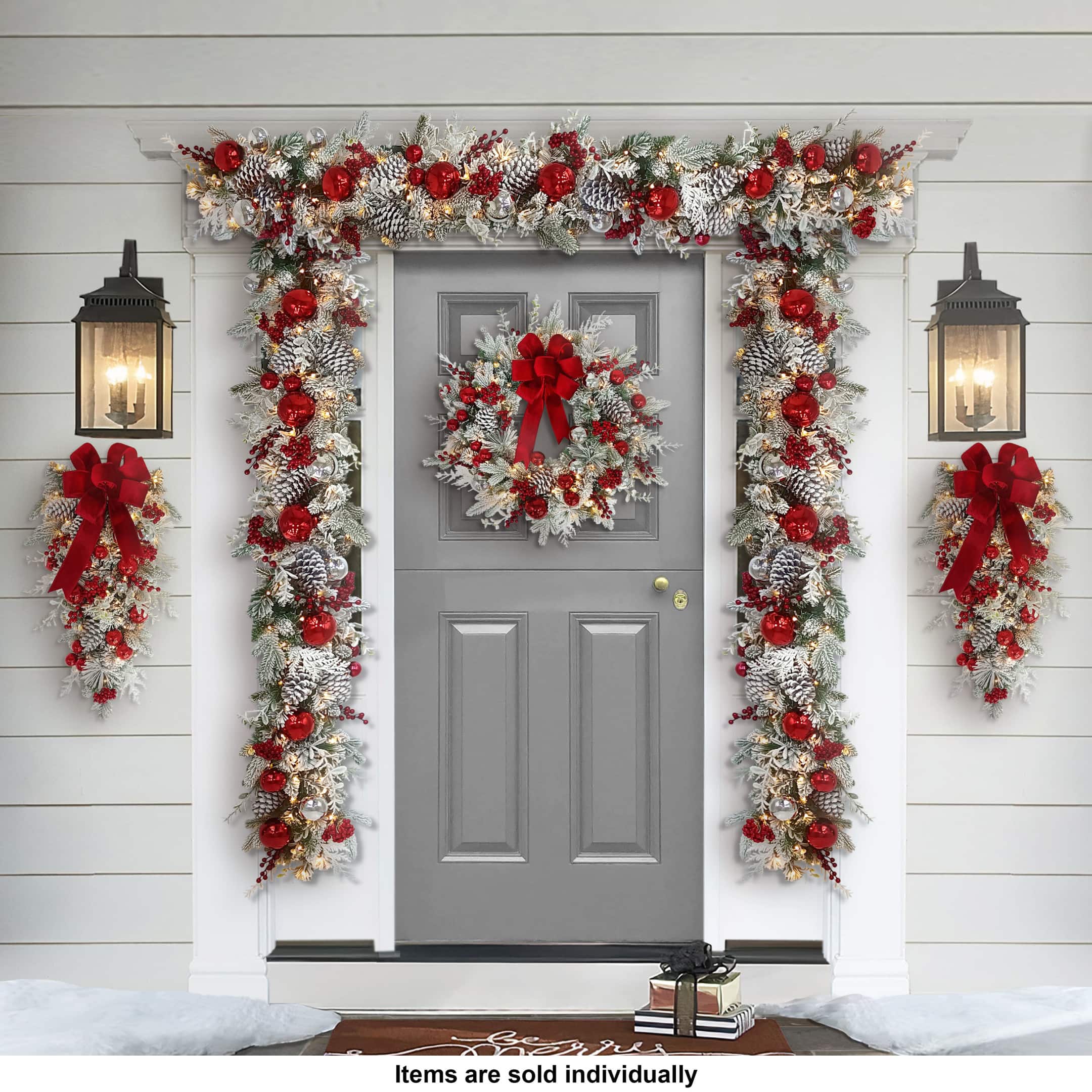 6ft. Battery-Operated Pre-Lit Flocked Decorated Artificial Garland