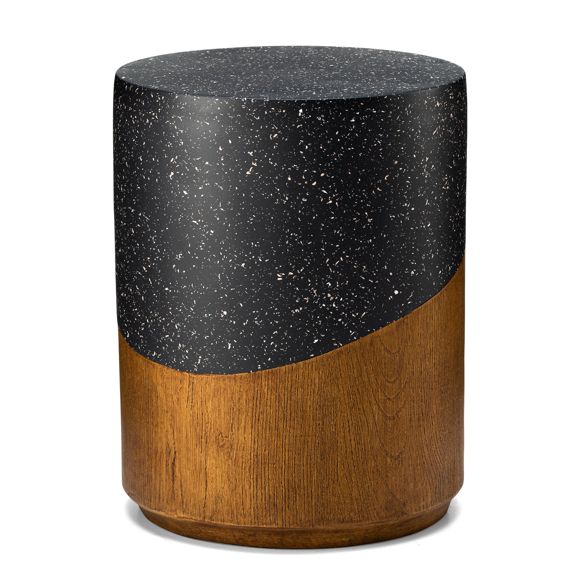 Glitzhome® 17.75" Multifunctional Faux Terrazzo & Wood Garden Stool