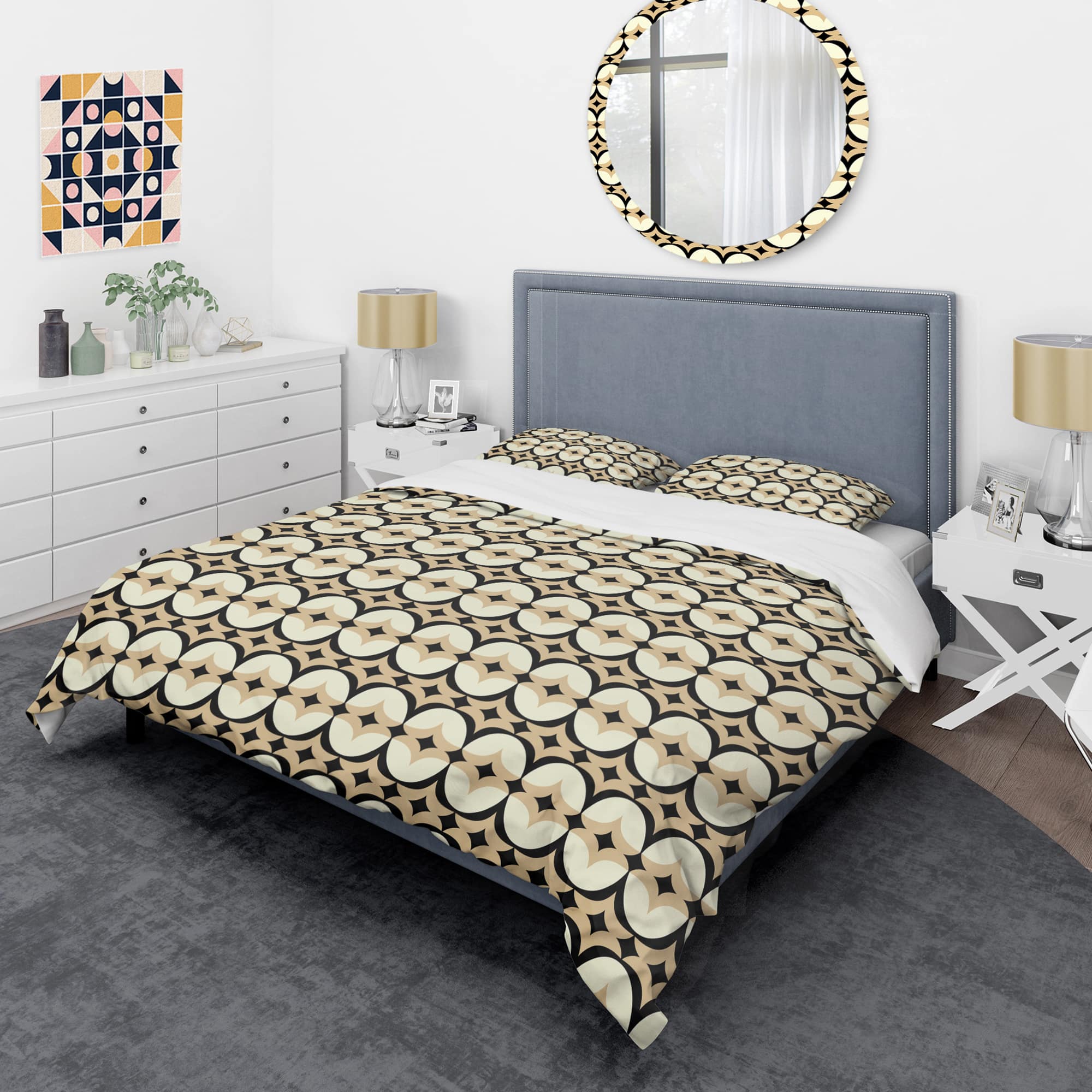 Designart 'Abstract Retro Geometrical Design VII' Mid-Century Duvet Cover Set