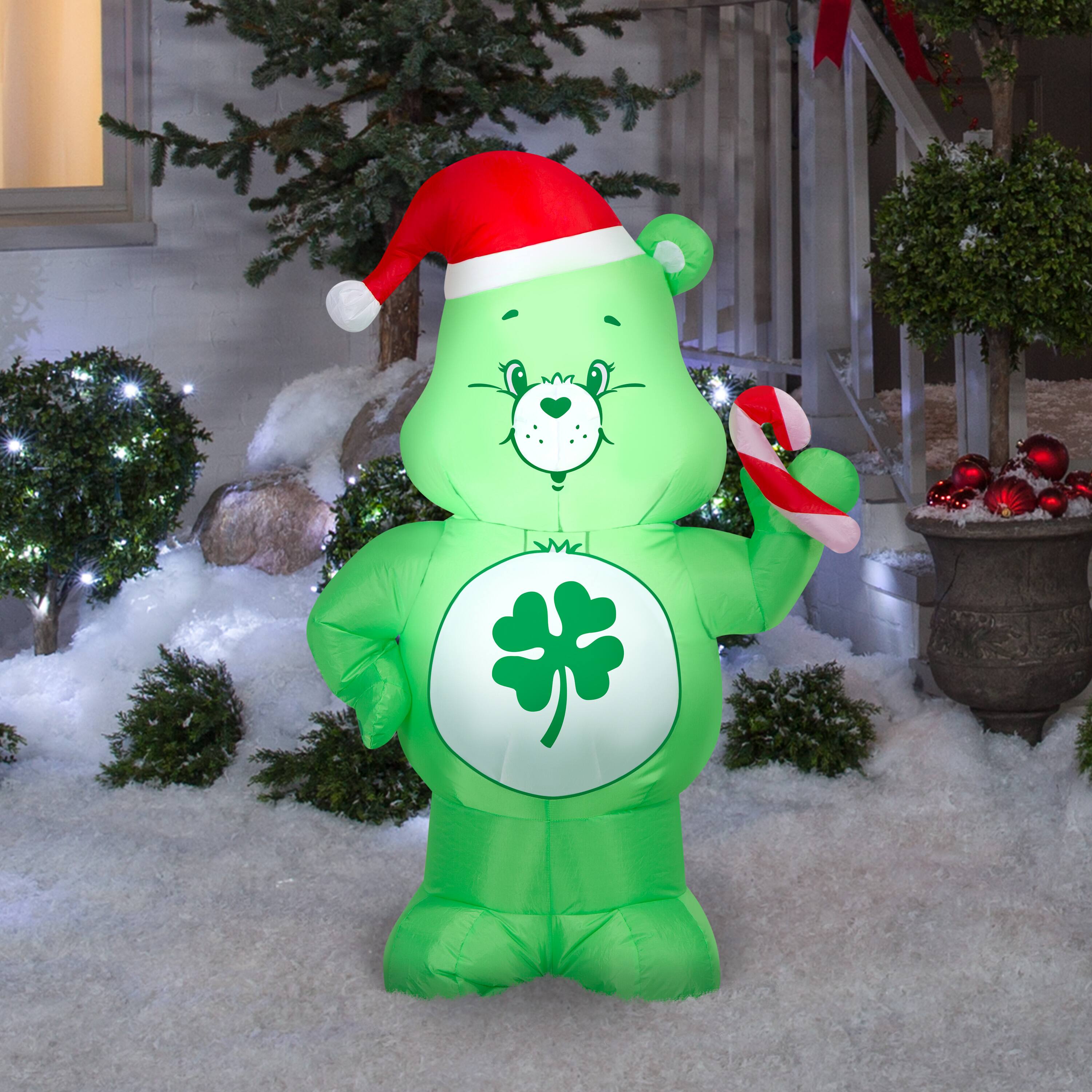 3.5ft. Airblown® Inflatable CloudCo Good Luck in Santa Hat with Candy Cane Christmas Light Scene