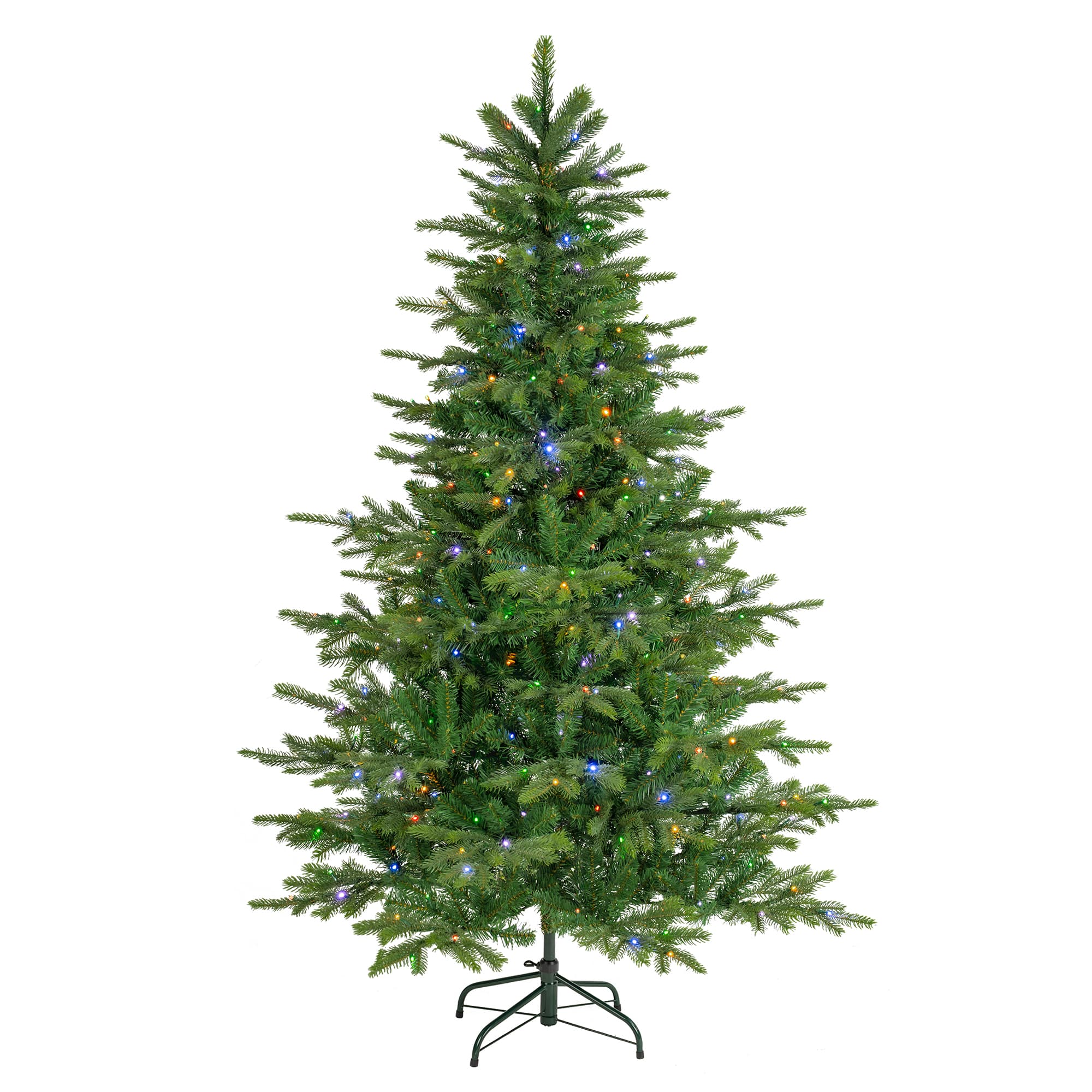 Glitzhome® 6ft. Pre-Lit Green Full Fir Christmas Tree with Foot Pedal & Remote, Multi-Color LED Lights