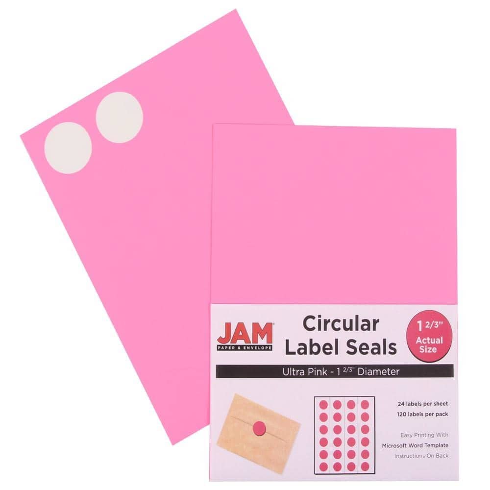 JAM Paper 1.66" Fashion Colors Circle Label Sticker Seals, 4 Packs of 120