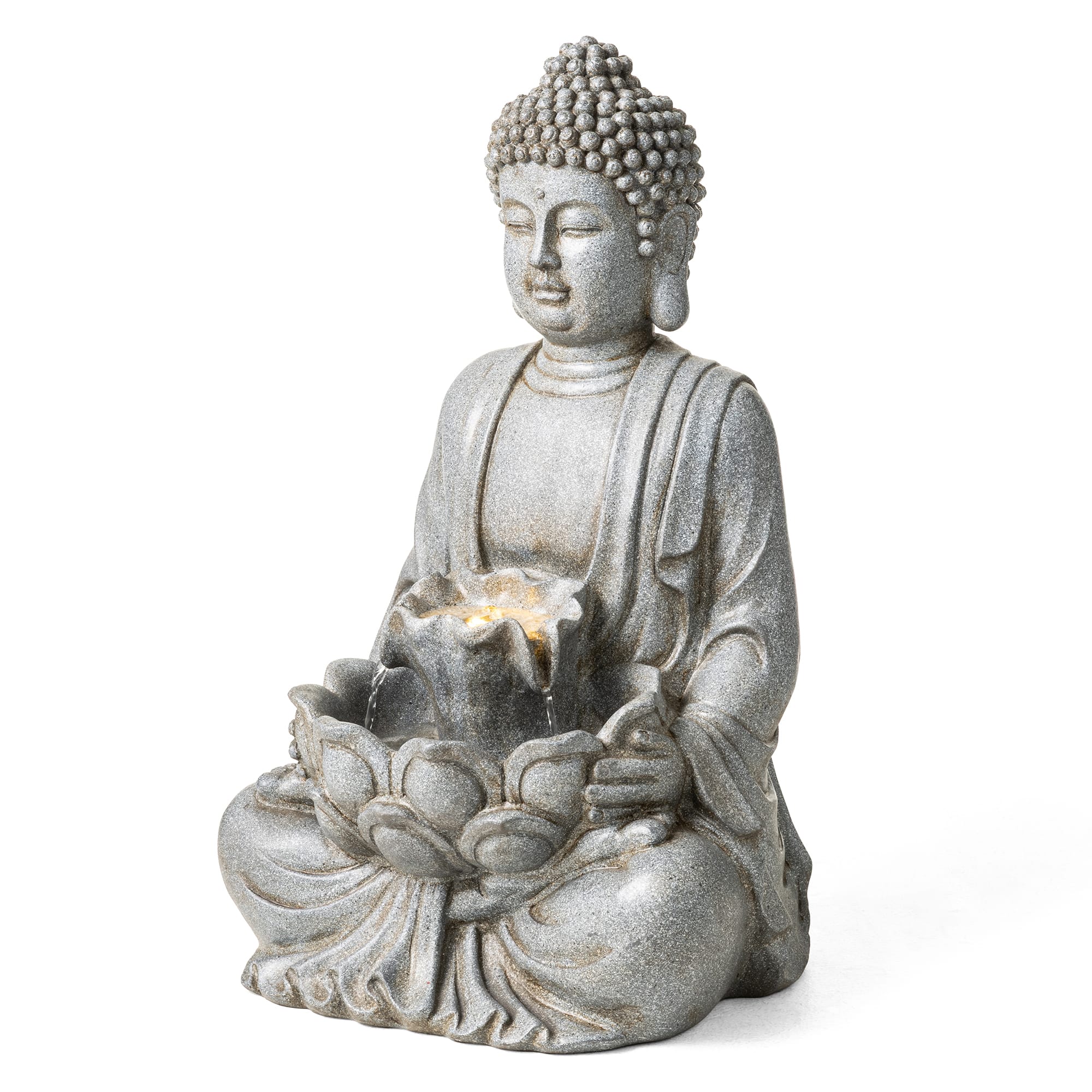 Glitzhome® Zen-Style LED Meditating Buddha Outdoor Fountain