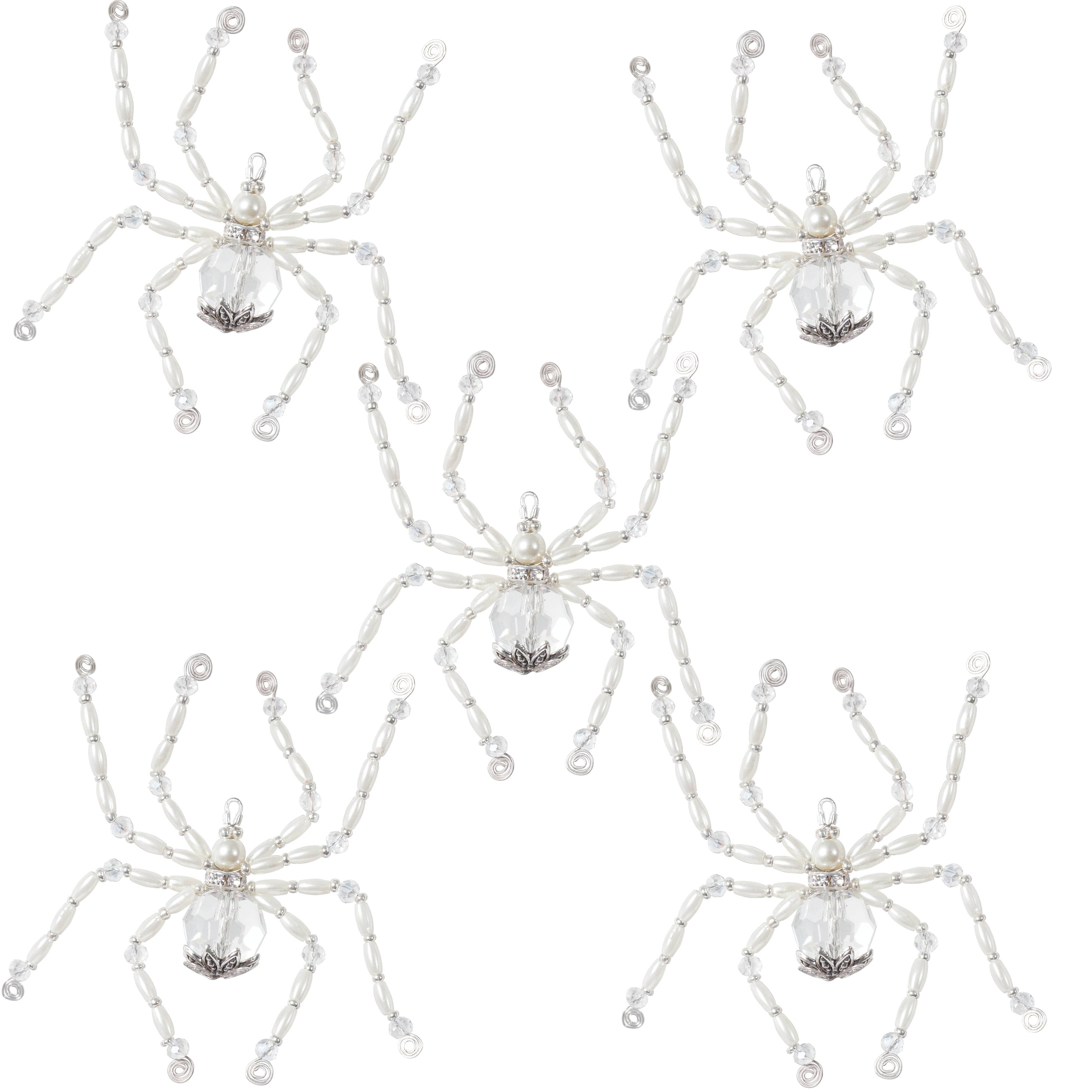 Solid Oak Nostalgic Christmas Silvery Christmas Spiders Beaded Crystal Ornament Kit