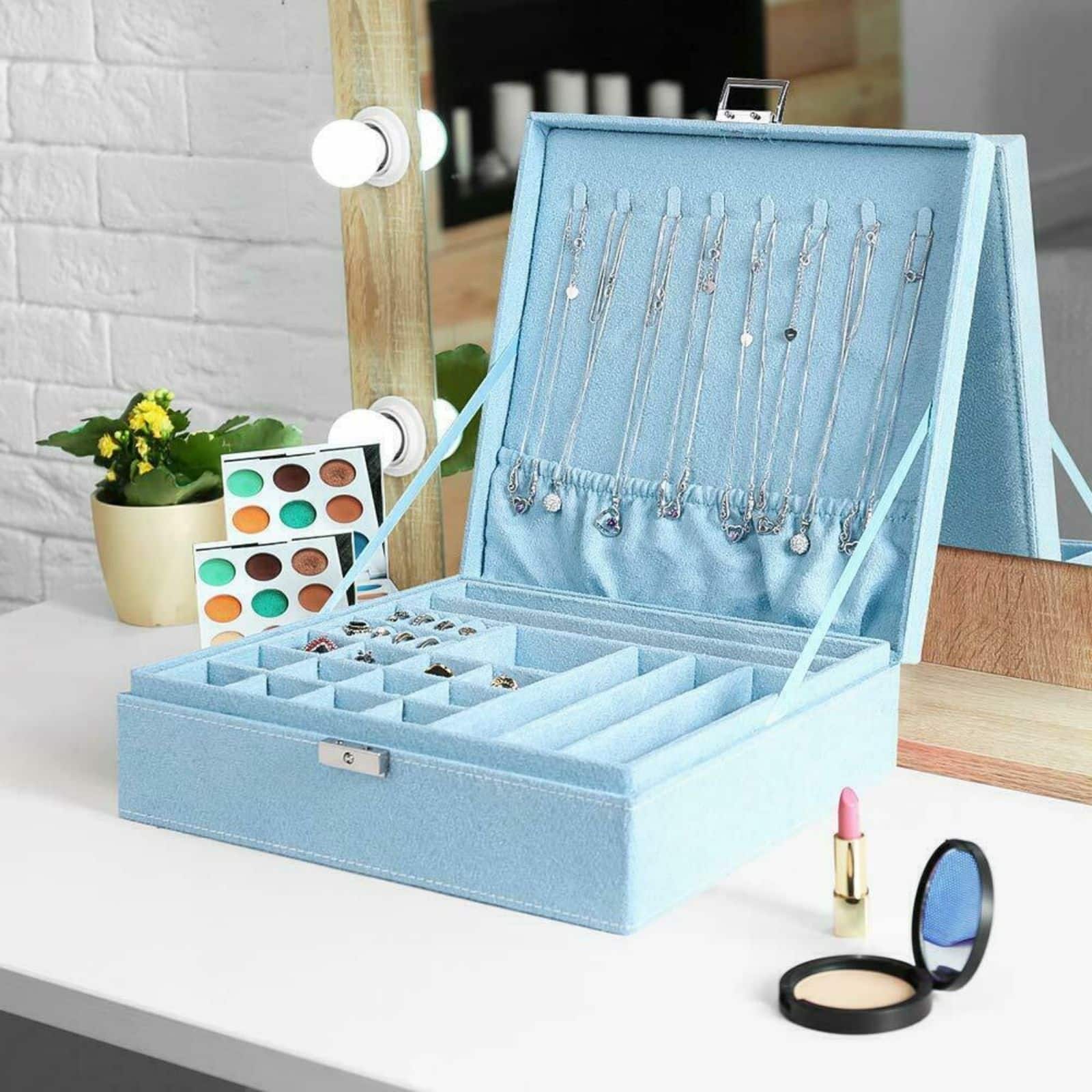 NEX™ 2-Layer 10.5" Lint Jewelry Box Organizer