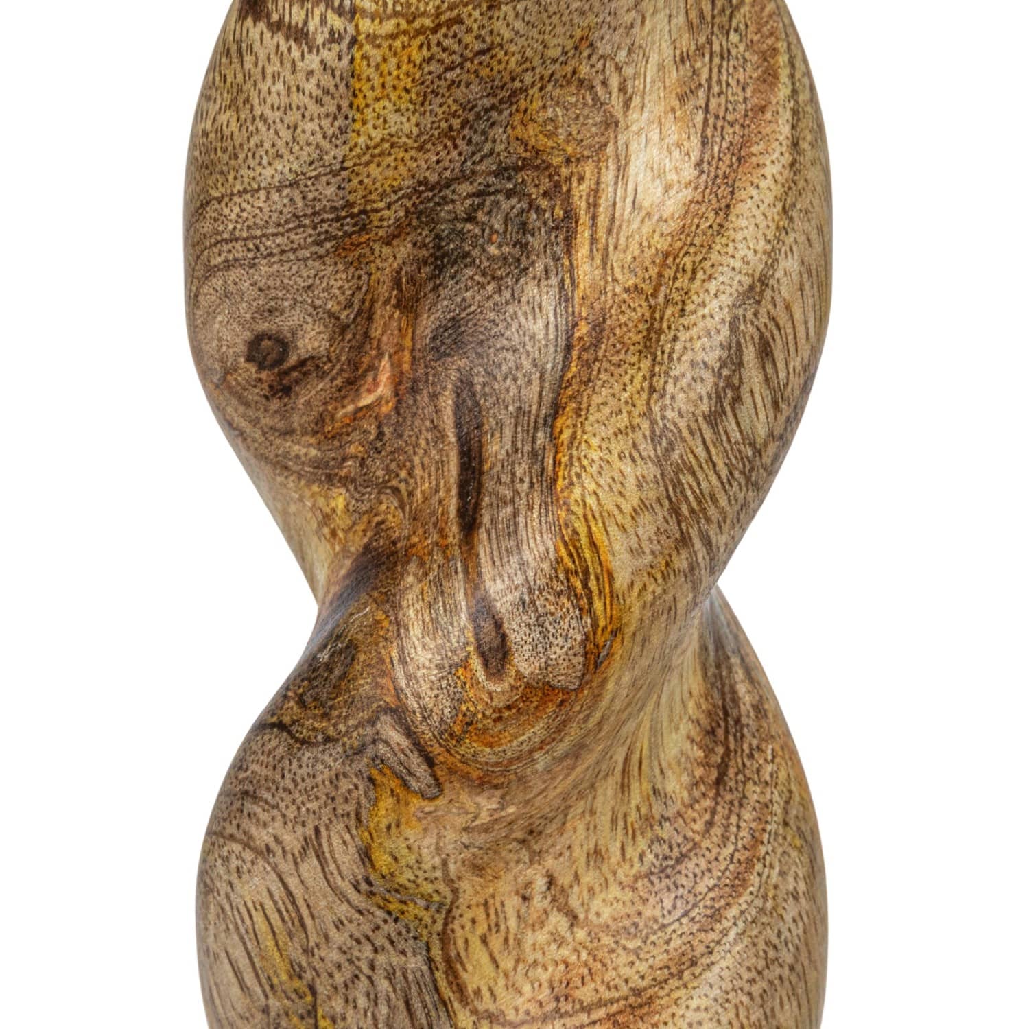 Hello Honey® 14" Tall Natural Hand-Carved Mango Wood Twisted Taper Candle Holder