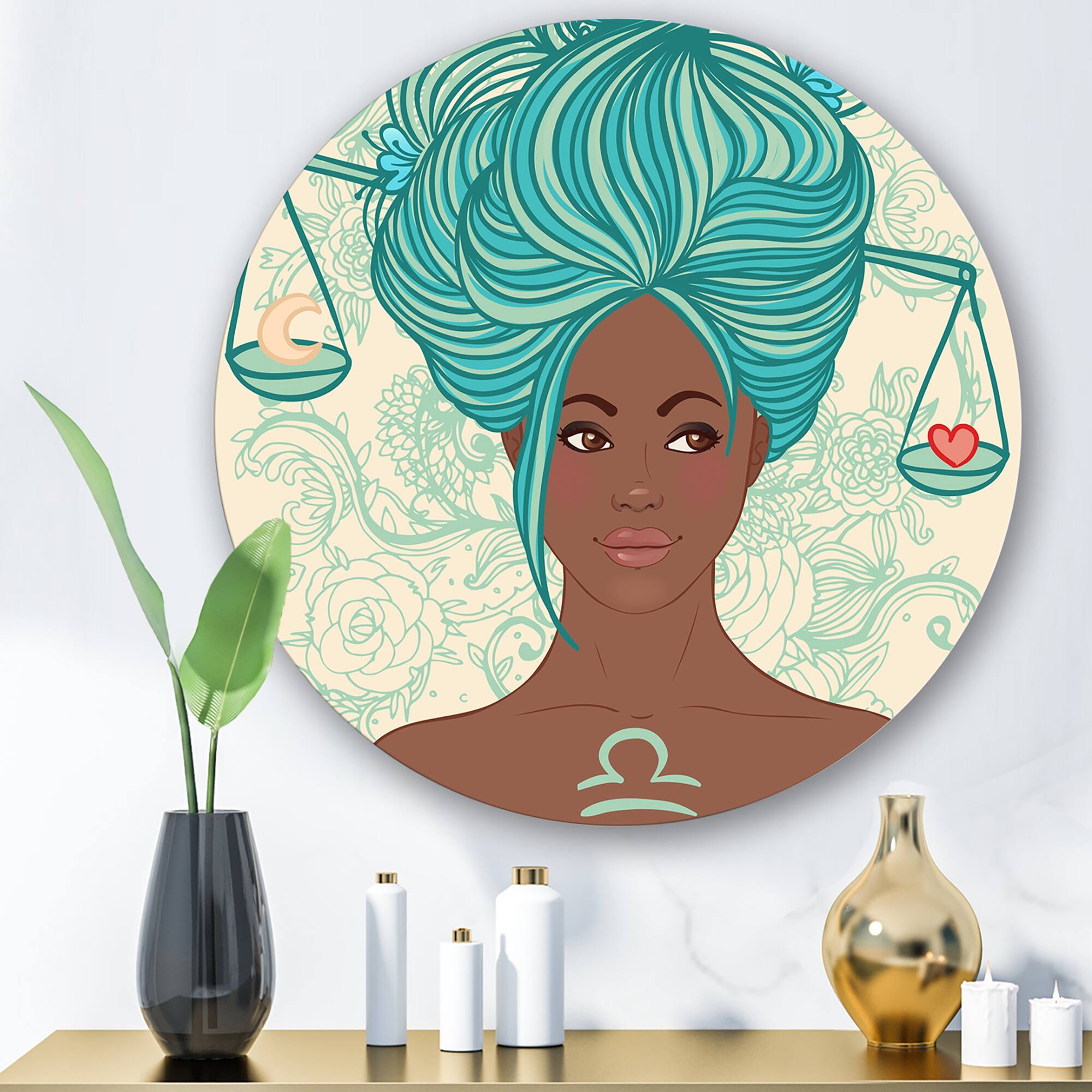 Designart - Portrait of Afro American Woman With Blue Hair I