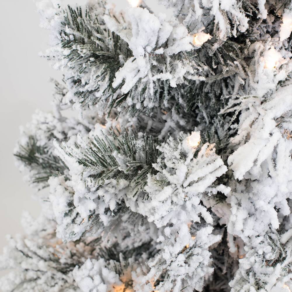 3ft. Pre-Lit Flocked Alaskan Pine Artificial Christmas Tree, Clear Dura-Lit® Lights