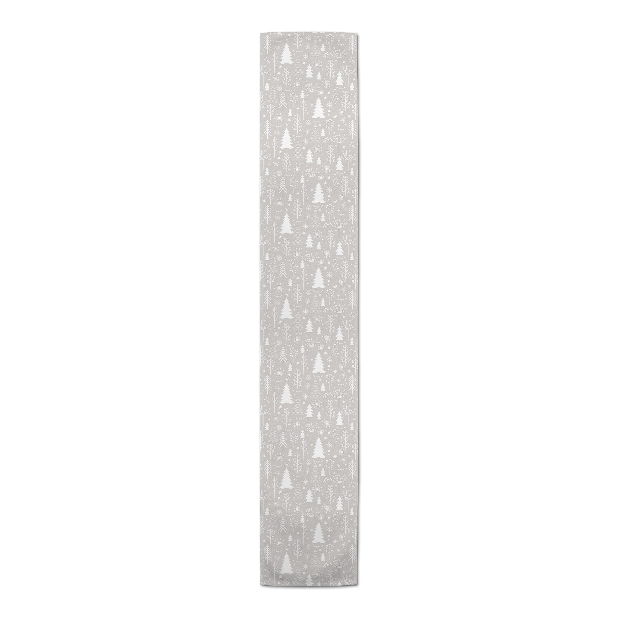 Winter Tree Soft Gray 16x72 Poly Twill Table Runner