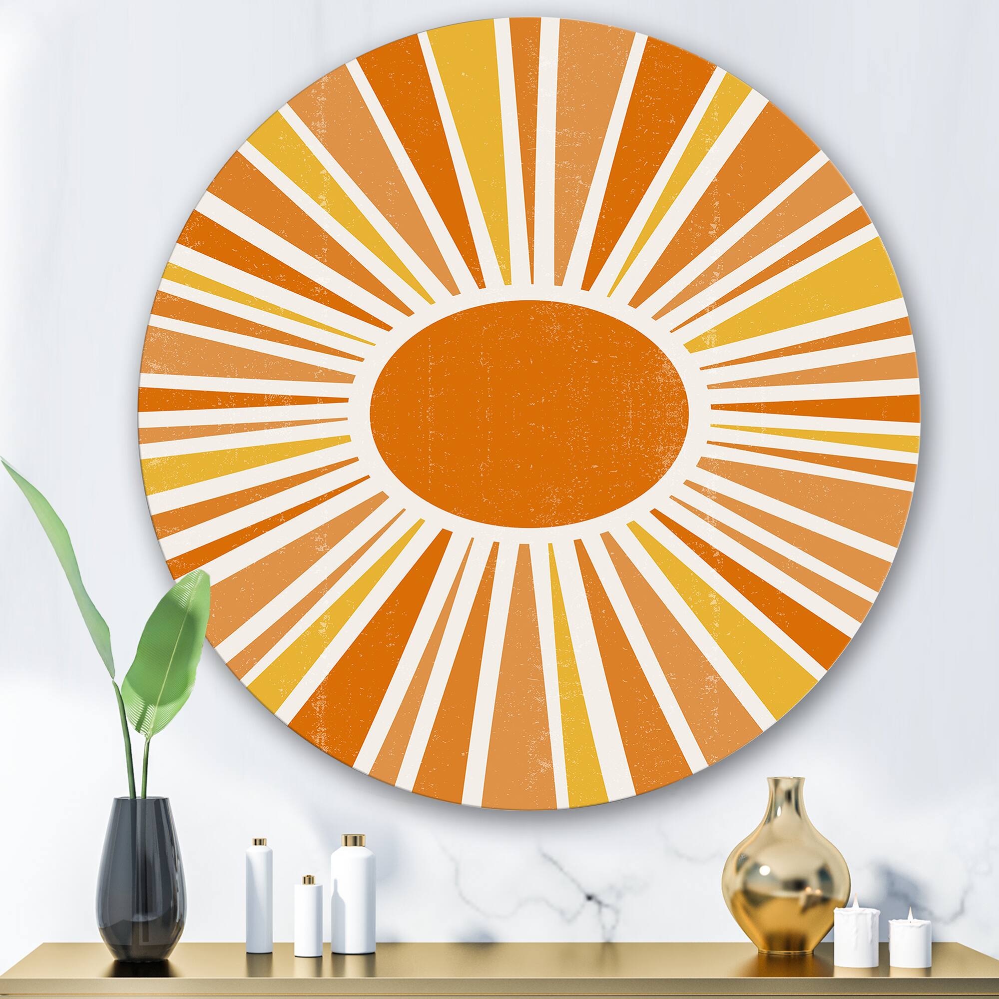 Designart - Minimalist Bright Shining Orange Sun Rays I