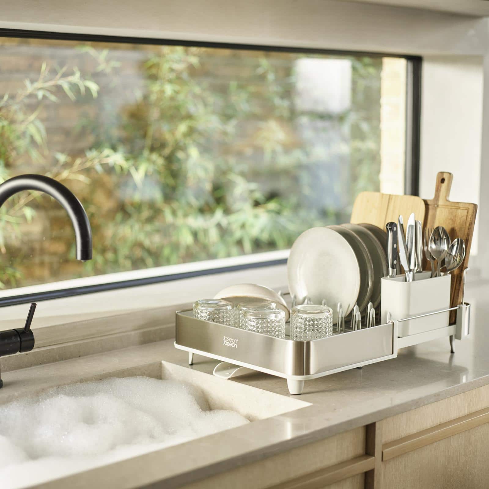 Joseph Joseph Extend Steel Expandable Dish Rack Stone