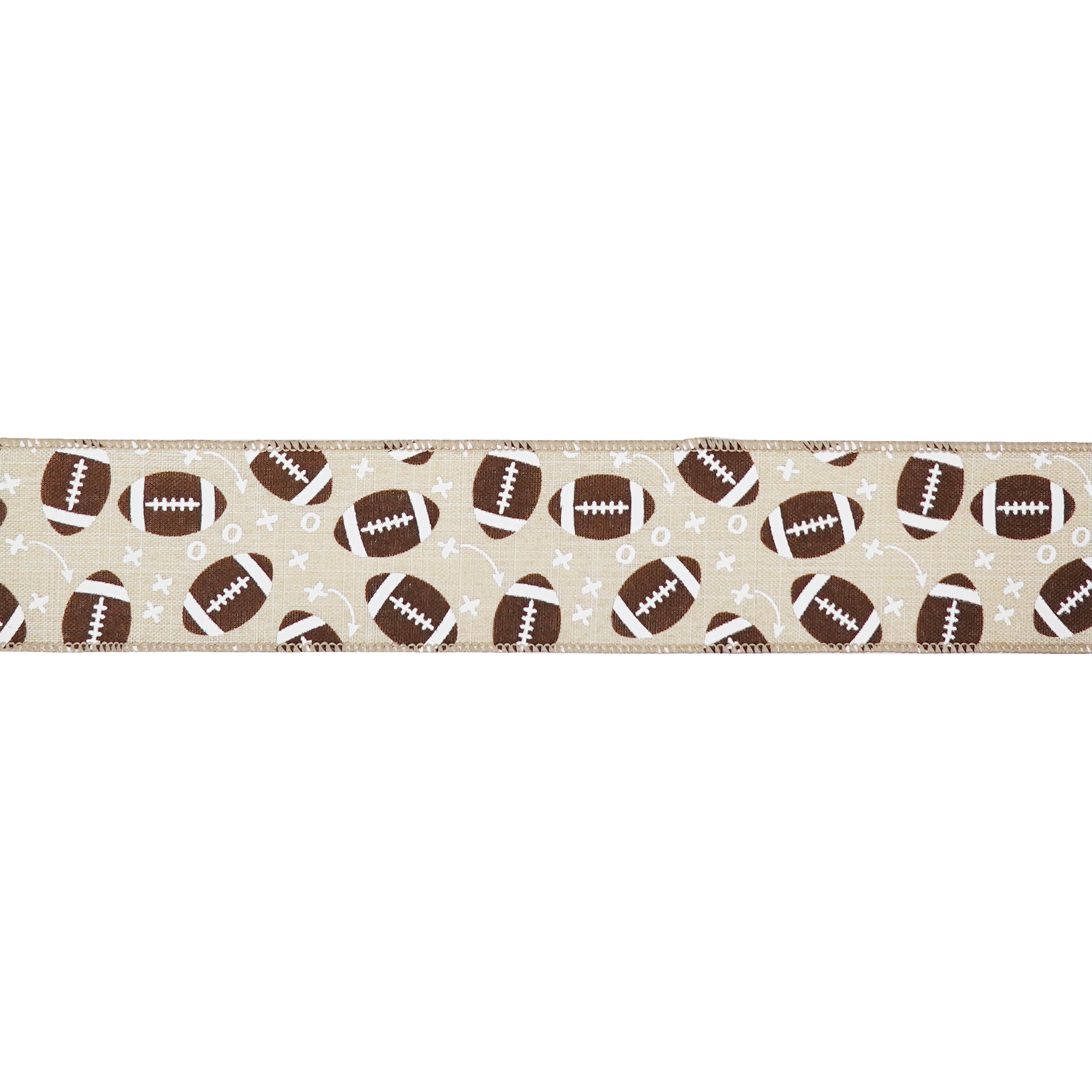 2.5" x 6.6yd. Football Game Wired Faux Linen Ribbon by Celebrate It®