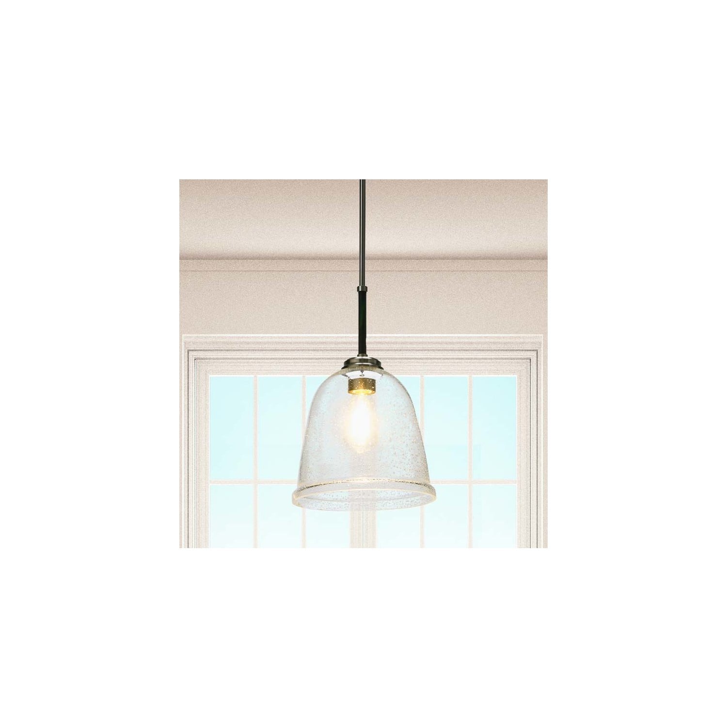Hello Honey® Robert Stevenson Lighting Landry 11" Black & Nickel Seedy Glass & Metal Ceiling Light